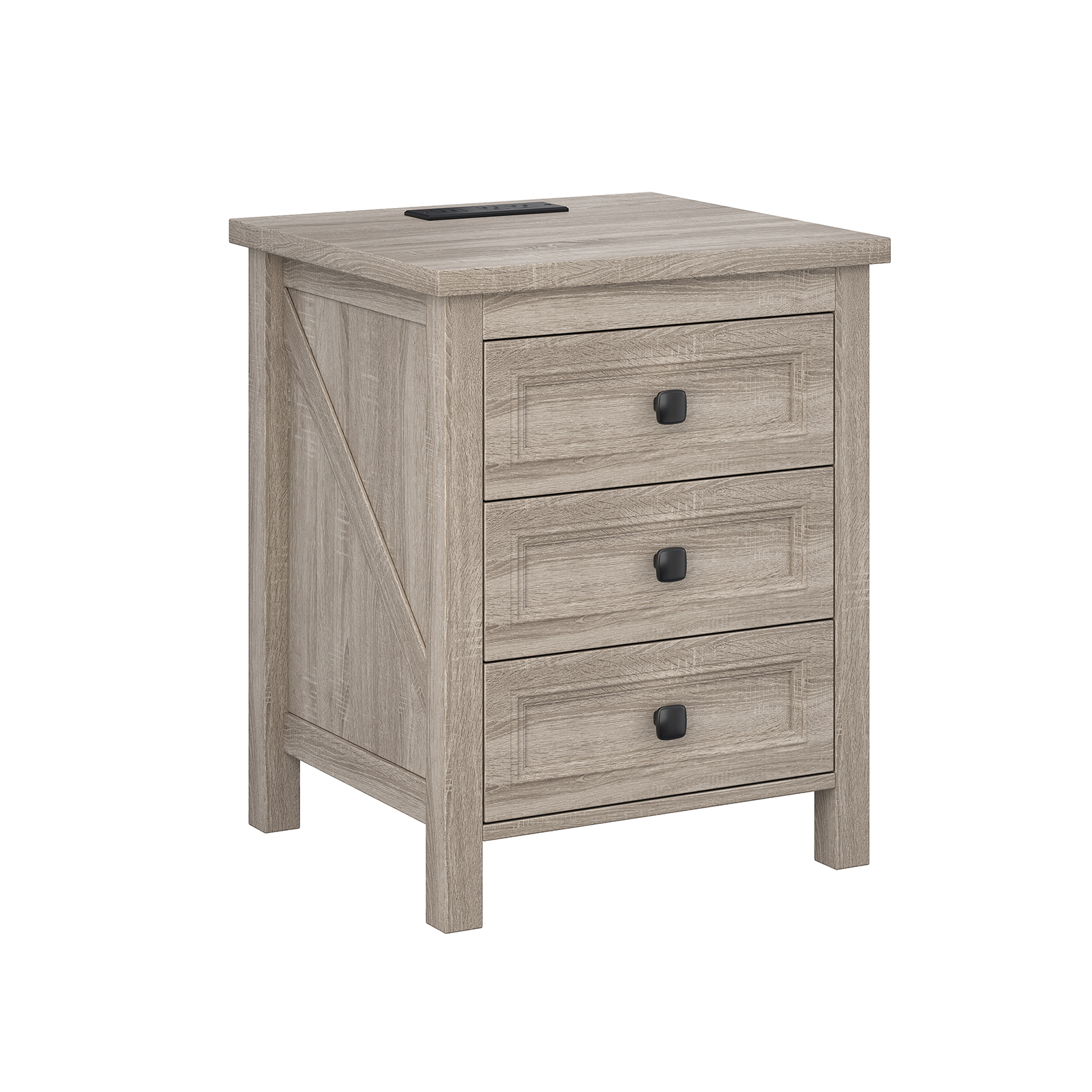 Farmhouse Nightstand with Charging Station
