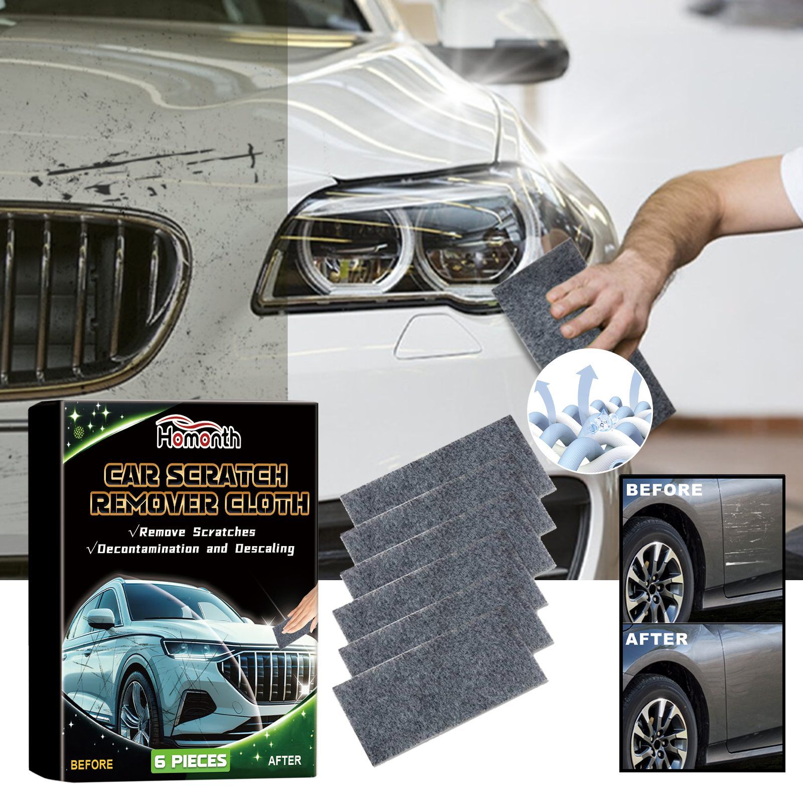 HOMONTH Automotive Gloss Care Cloths, 6 Pieces image 2