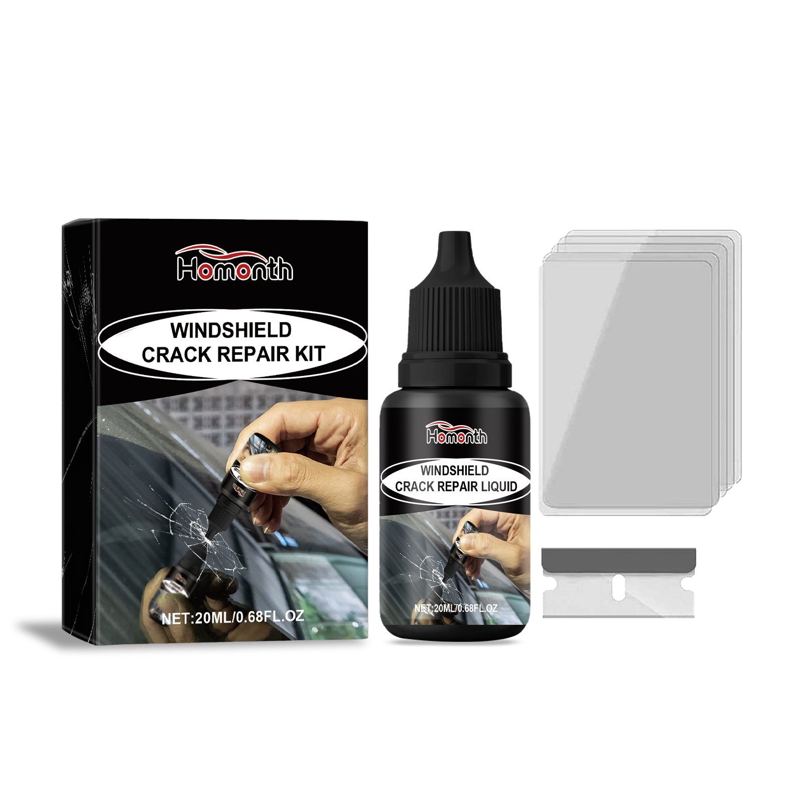 HOMONTH Automotive Windshield Glass Repair Liquid, 20 ml / 1 Bottle image 2