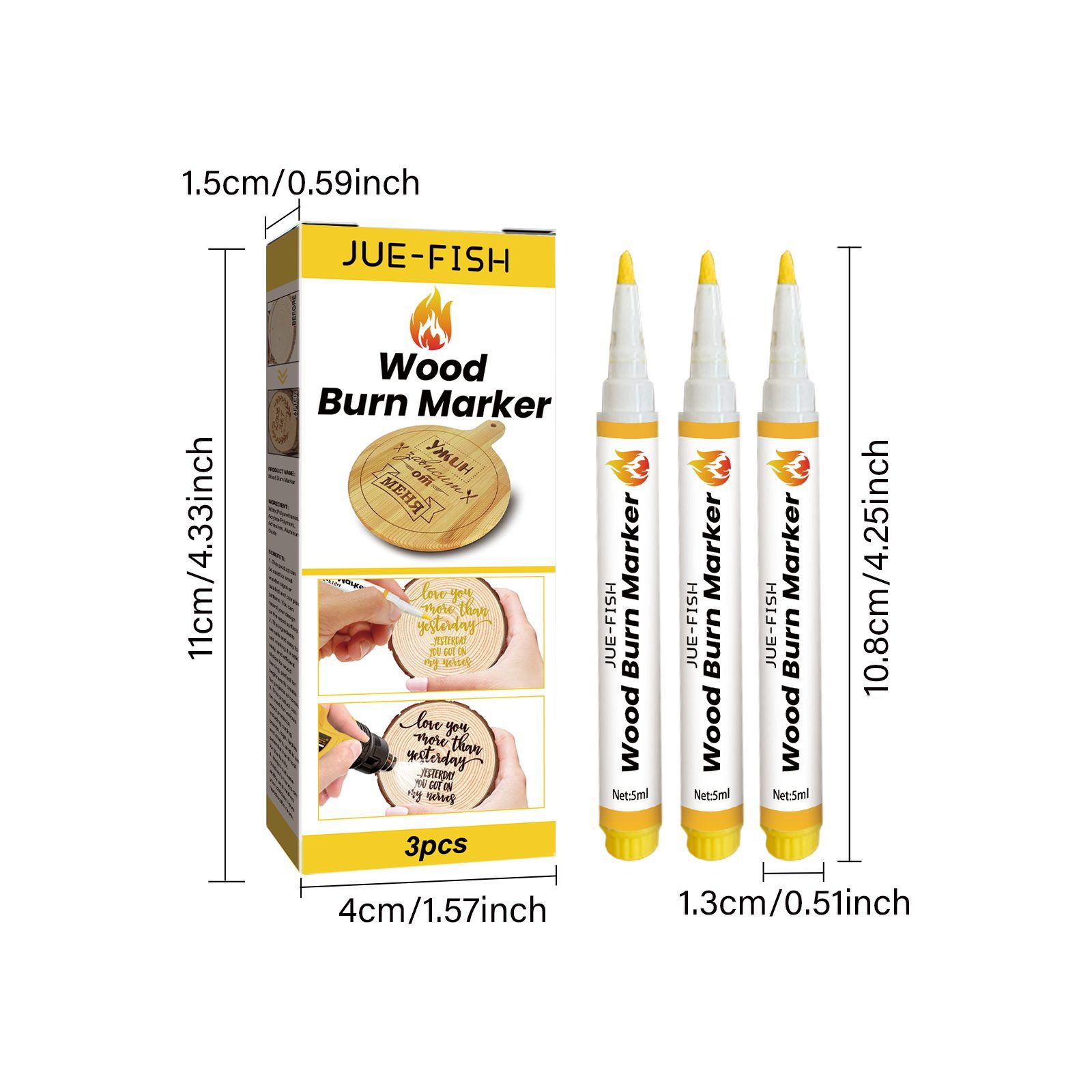 JUE FISH Wood Burning Craft Marker Set, 3 Pieces image 3