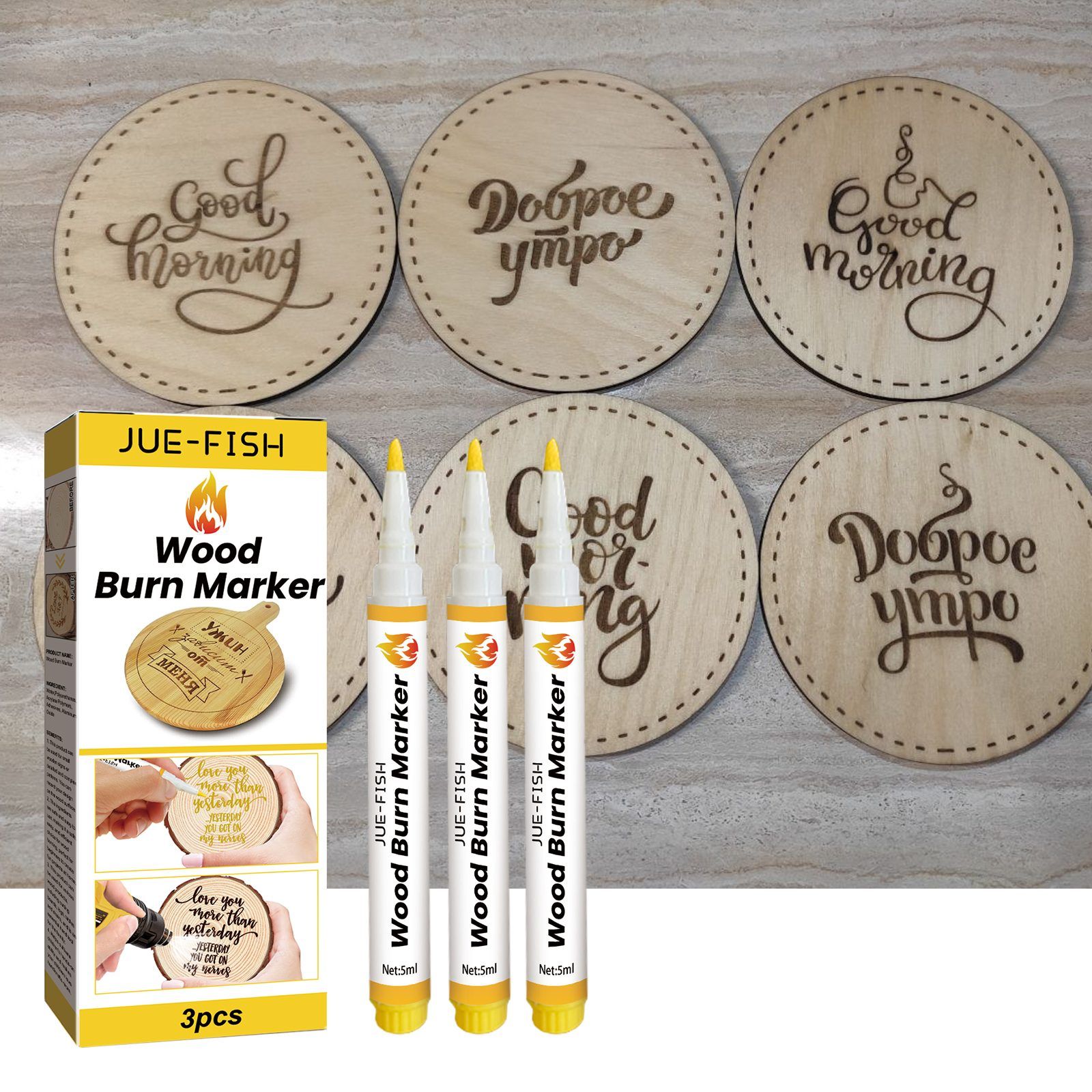 JUE FISH Wood Burning Craft Marker Set, 3 Pieces image 7