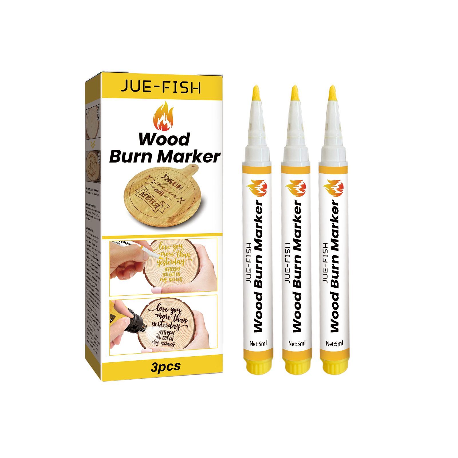 JUE FISH Wood Burning Craft Marker Set, 3 Pieces image 2