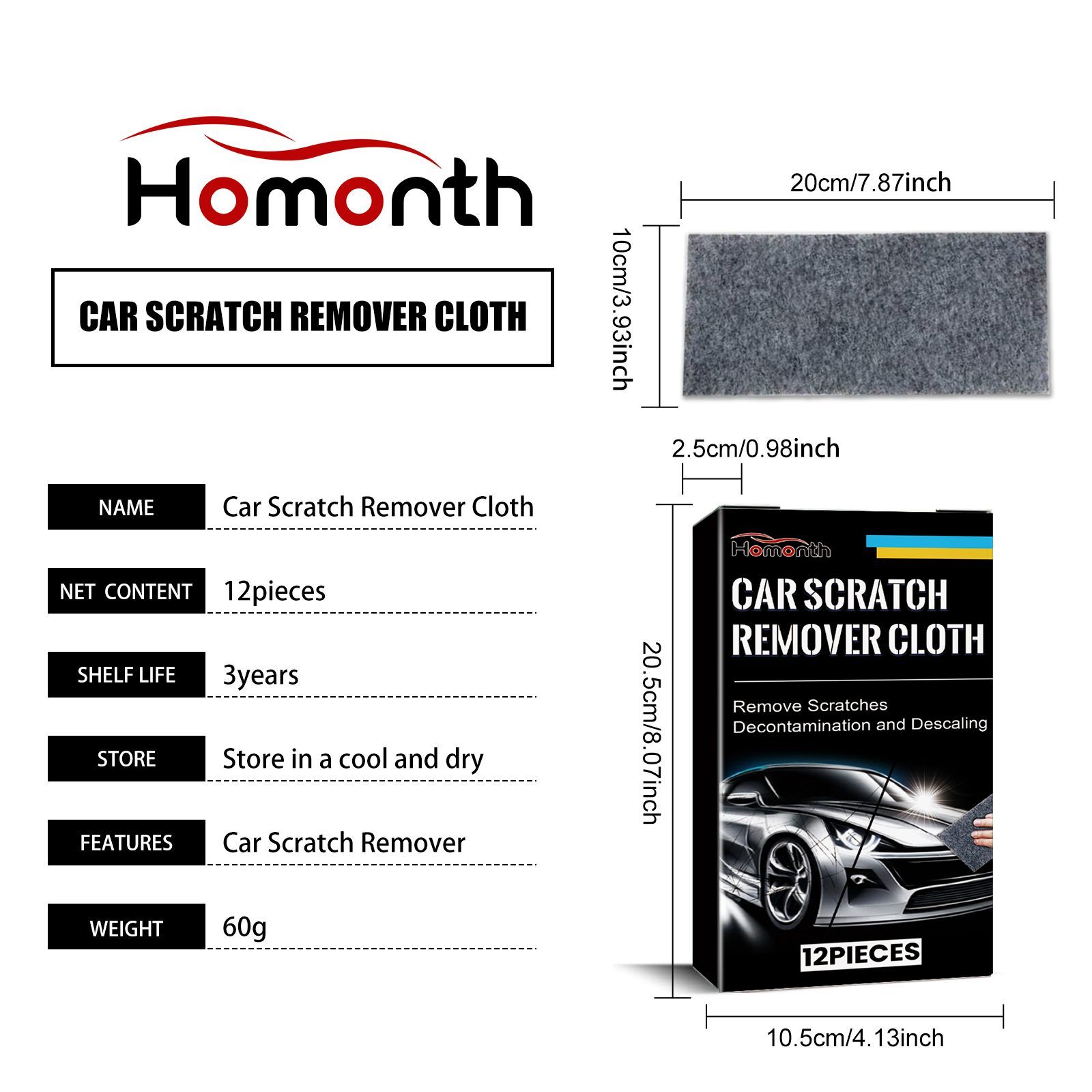 HOMONTH Automotive Scratch Care Cloths, 12 Pieces image 5