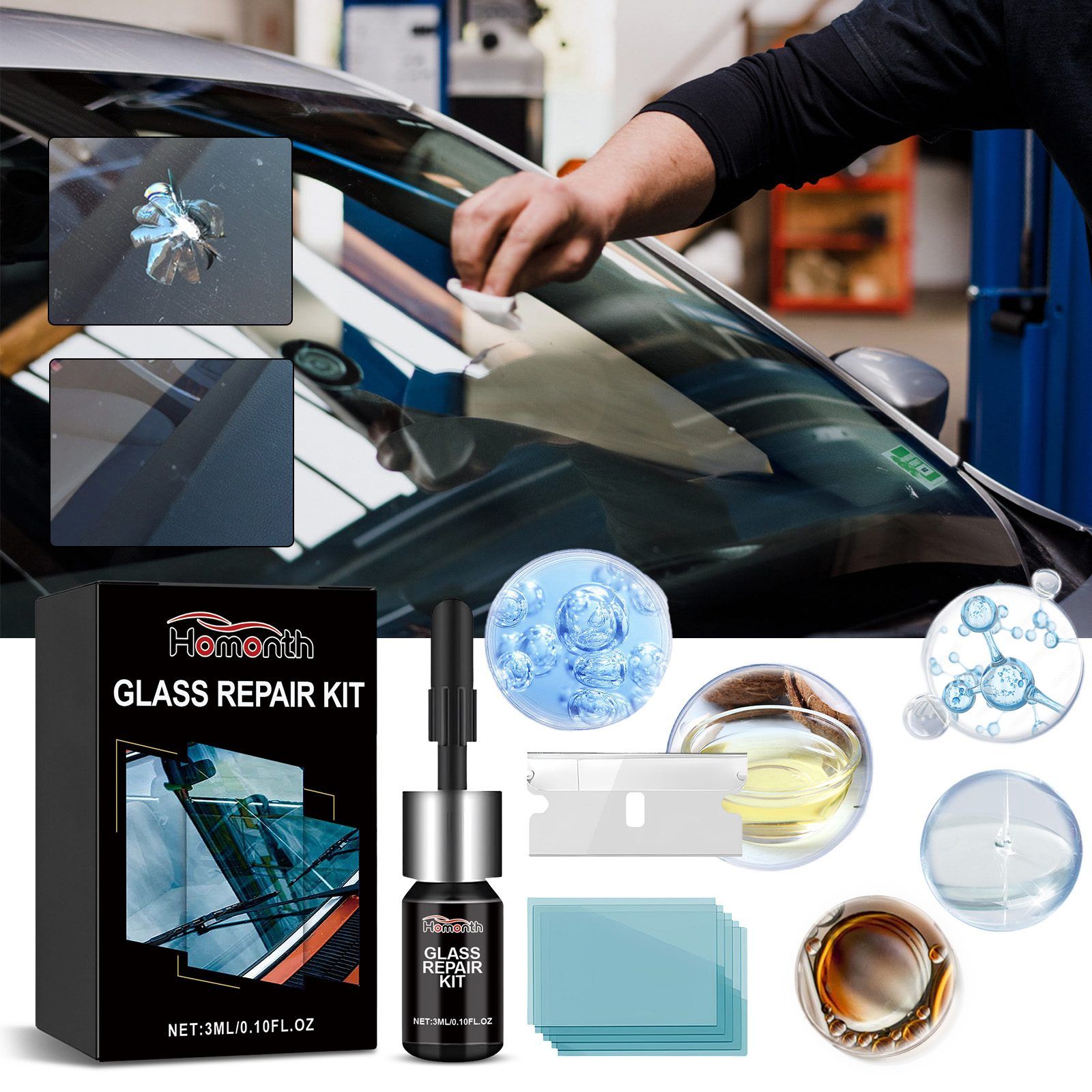 HOMONTH Windshield Repair Kit, 1 Kit image 7