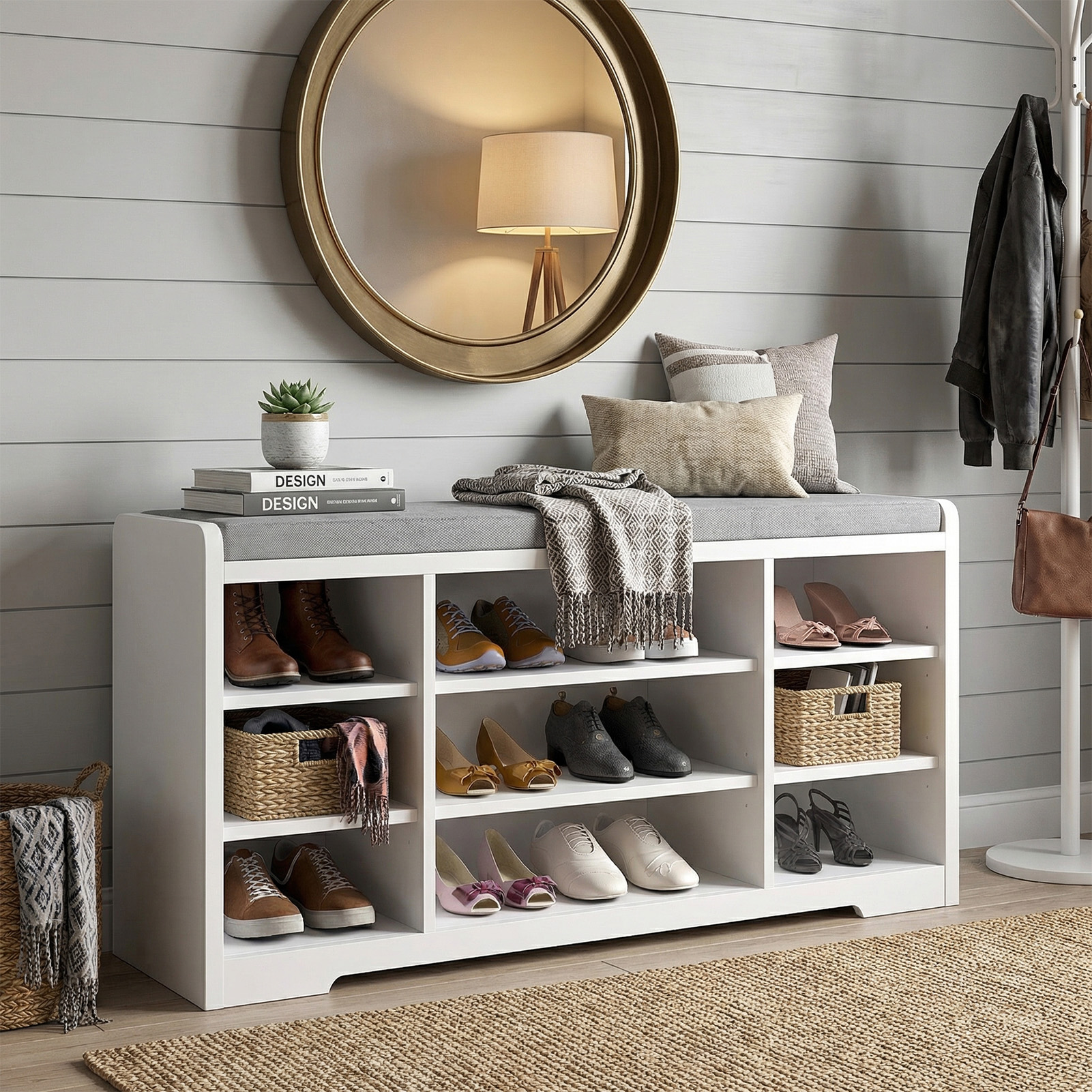 Shoe Storage Bench with Cushion, picture 4 of 5