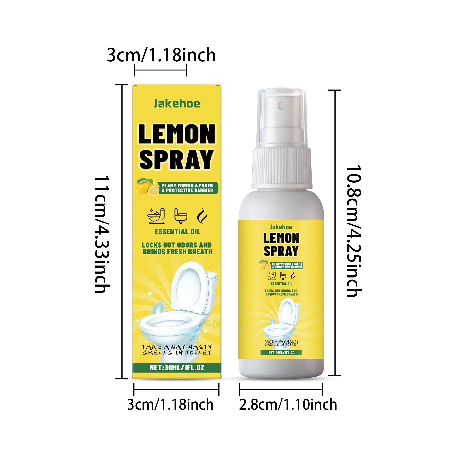 JAKEHOE Lemon Toilet Odor Spray, 30 ml / 1 Bottle image 8