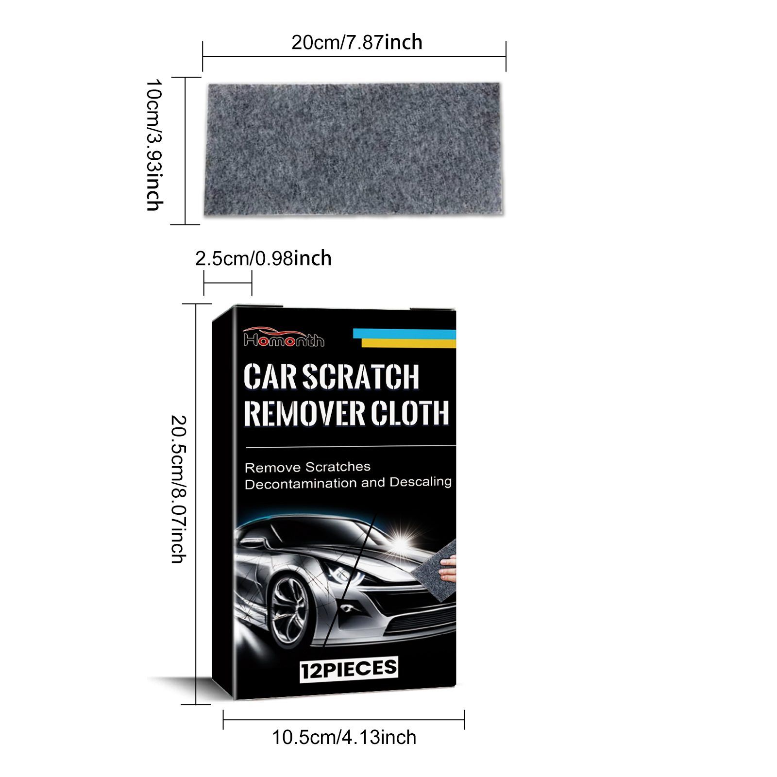 HOMONTH Automotive Scratch Care Cloths, 12 Pieces image 3