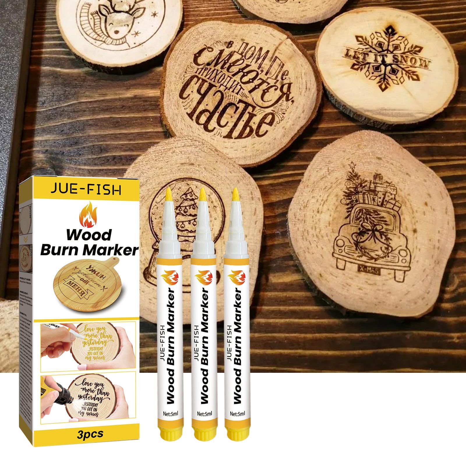 JUE FISH Wood Burning Craft Marker Set, 3 Pieces image 5