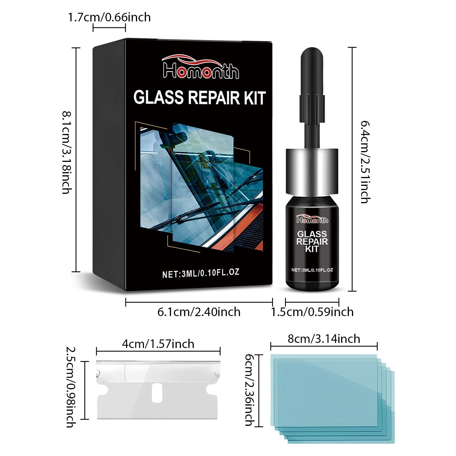 HOMONTH Windshield Repair Kit, 1 Kit image 3