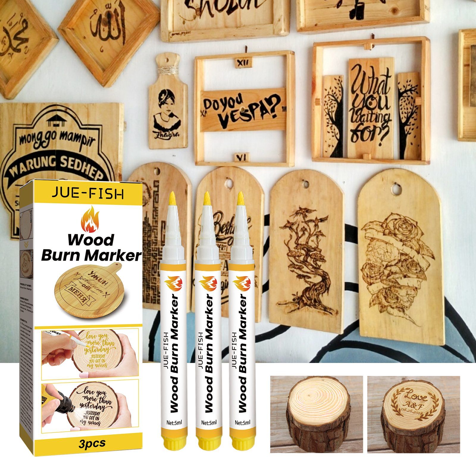 JUE FISH Wood Burning Craft Marker Set, 3 Pieces image 6