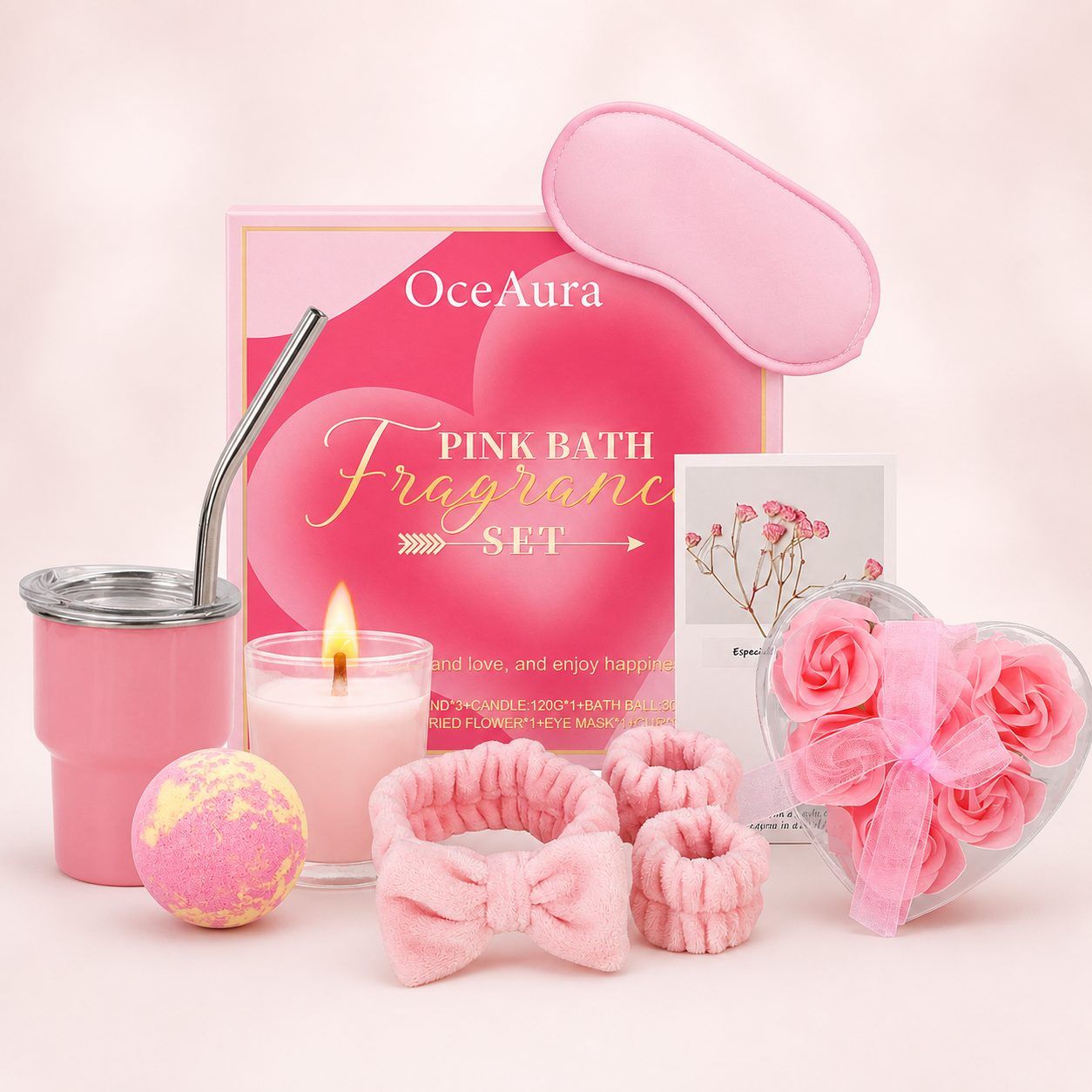 OCEAURA Pink Bath Aroma Gift Set, 1 Set