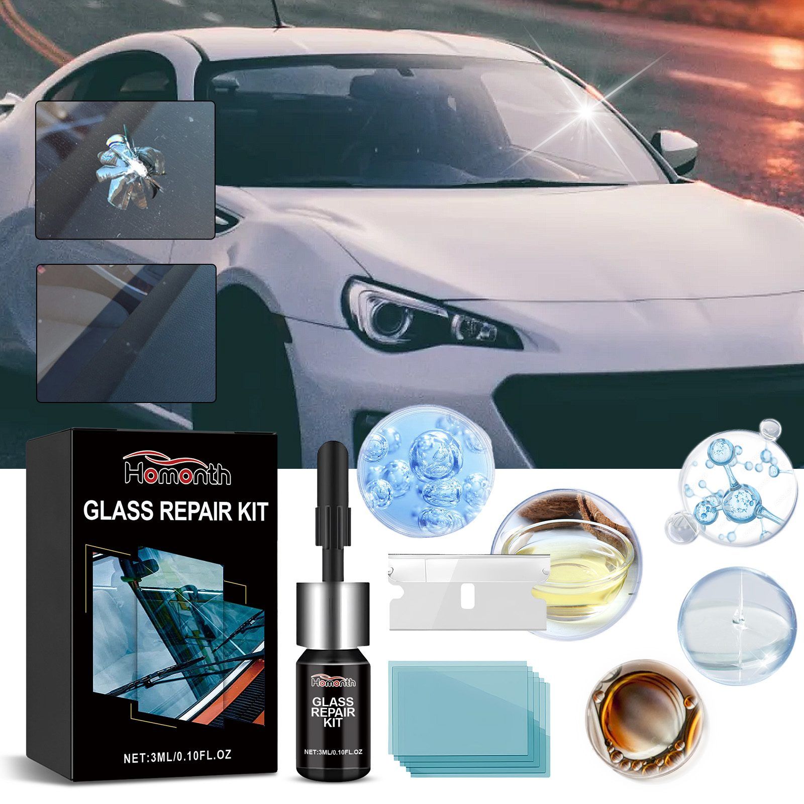 HOMONTH Windshield Repair Kit, 1 Kit image 6