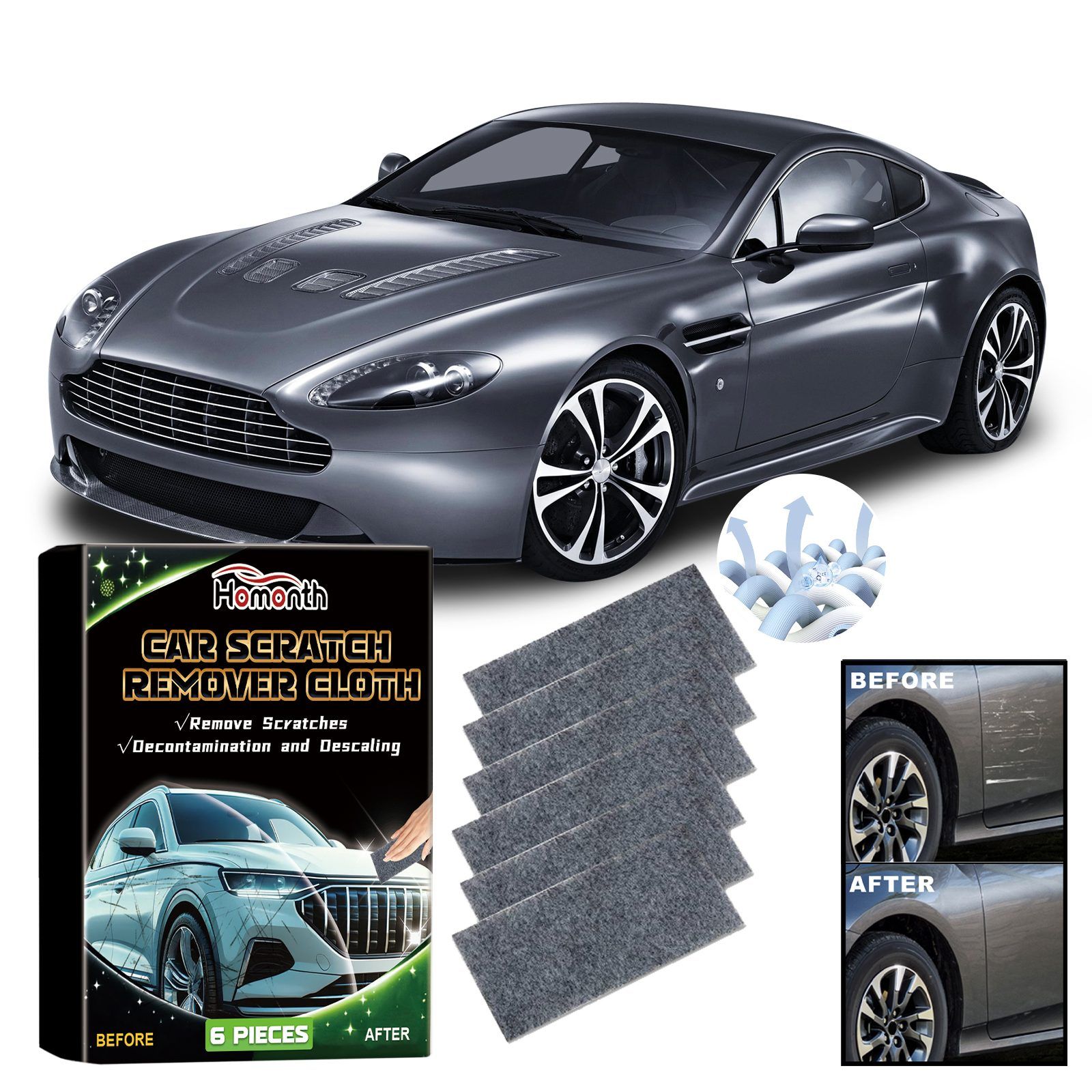 HOMONTH Automotive Gloss Care Cloths, 6 Pieces image 4