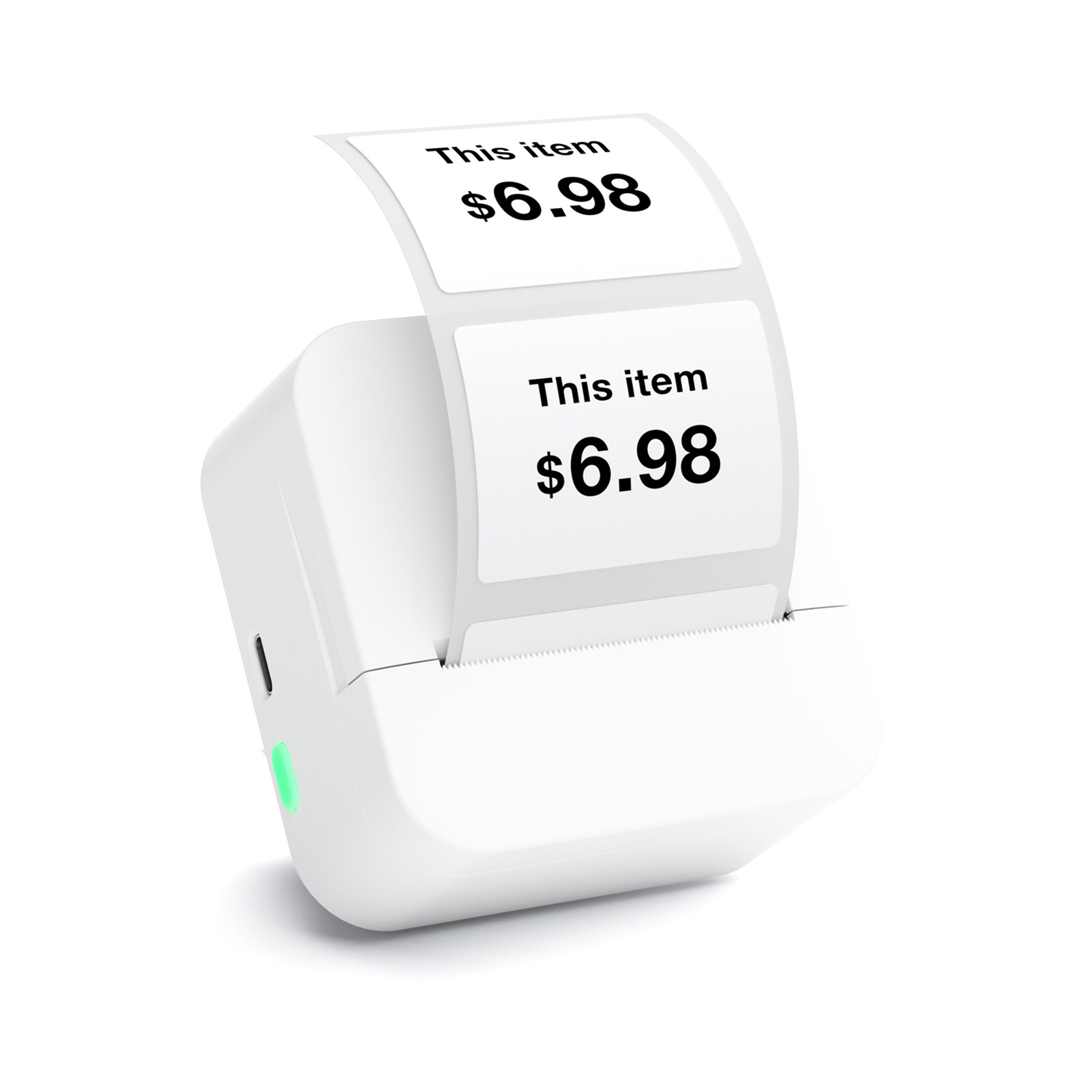 Bluetooth Thermal Label Printer 57mm Instant Sticker Printer For IOS For Android Wireless Connect Support Memo Notes Lists Scrapbook DIY Journal Pictures Includes 6 Thermal Paper 5 Sticker Rolls