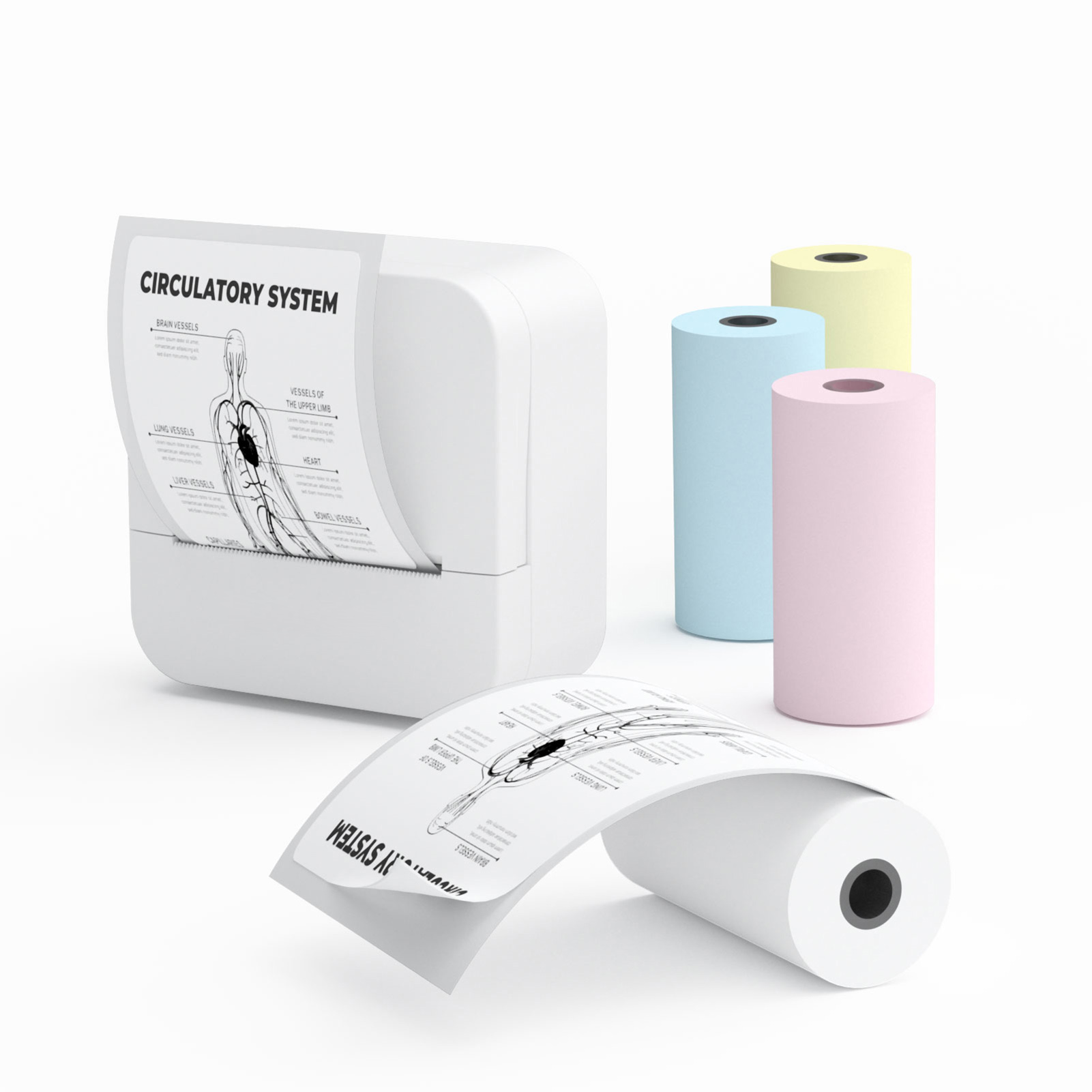 Bluetooth Thermal Label Printer 57mm Instant Sticker Printer For IOS For Android Wireless Connect Support Memo Notes Lists Scrapbook DIY Journal Pictures Includes 6 Thermal Paper 5 Sticker Rolls