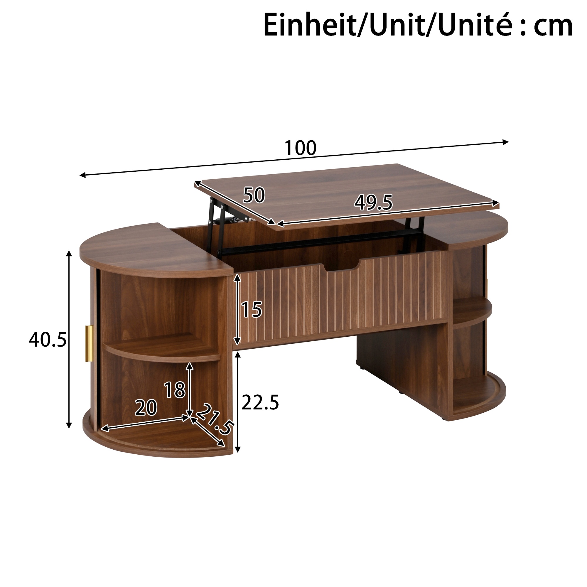 Modern Height-Adjustable Coffee Table, For The Living Room, Open Shelves — image 3