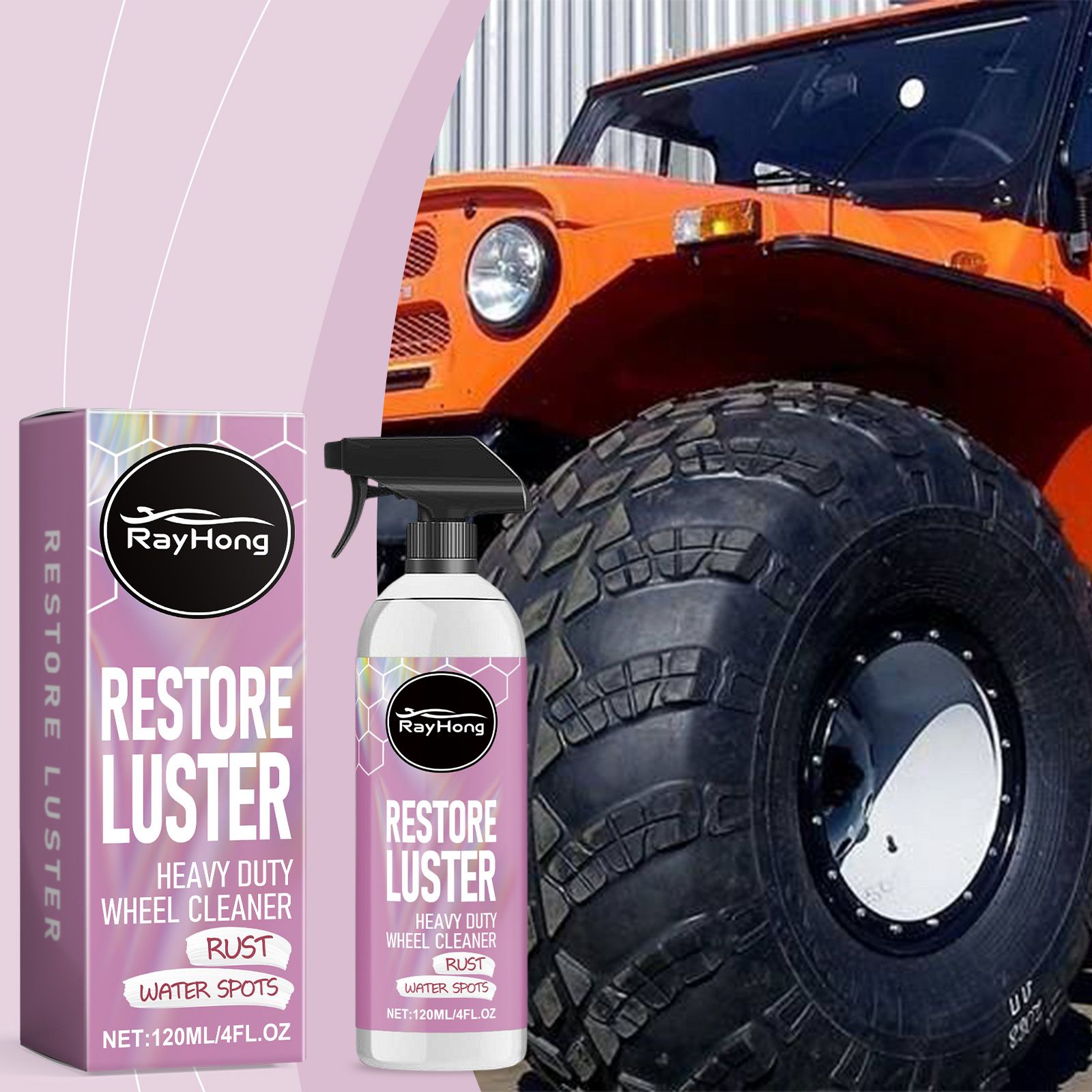 RAYHONG Automotive Wheel Cleaner, 120 ml / 1 Bottle image 5