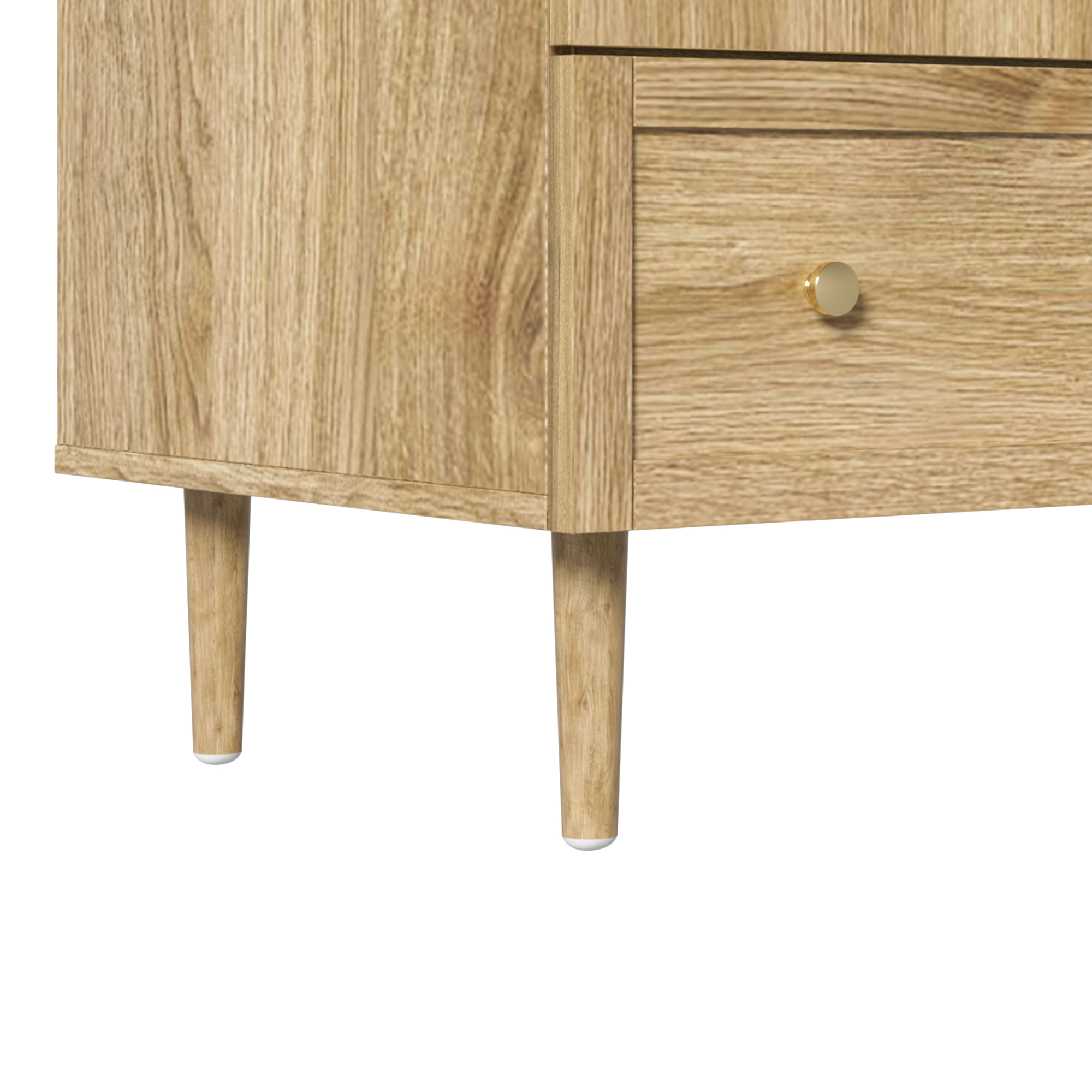 Elegant Wardrobe With Fabric Doors & Drawer, Clothes Cabinet Wood Look, Sturdy — image 2