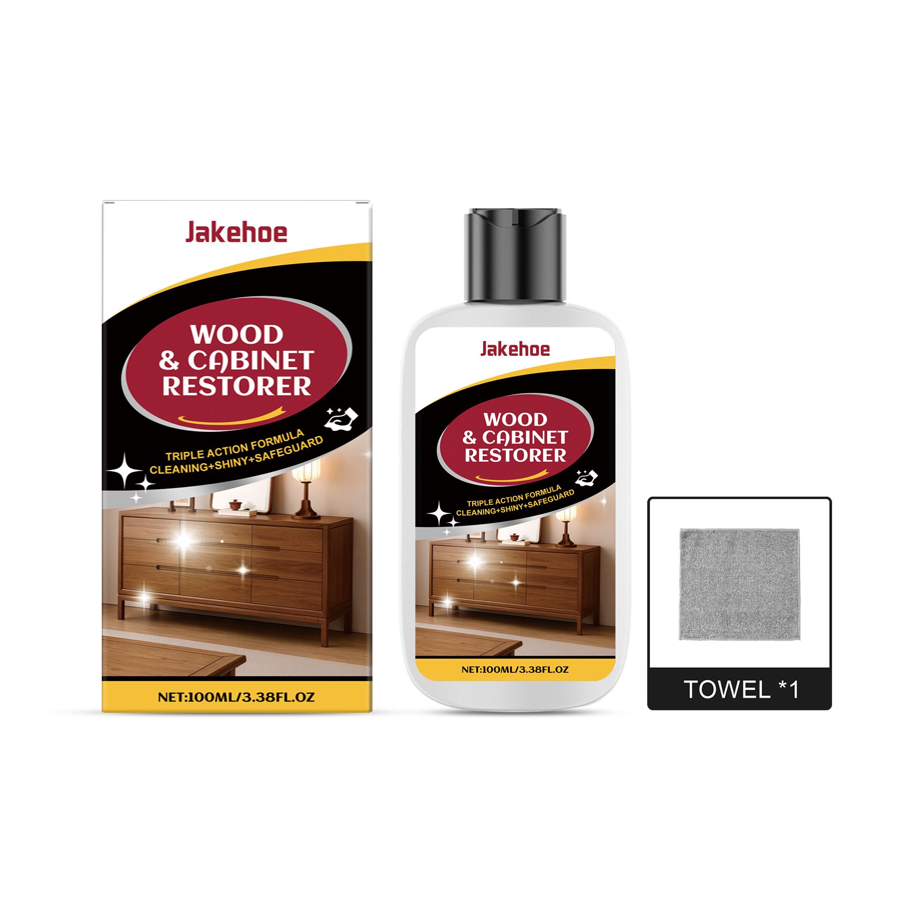 JAKEHOE Wood and Cabinet Restorer Kit, 1set Kit