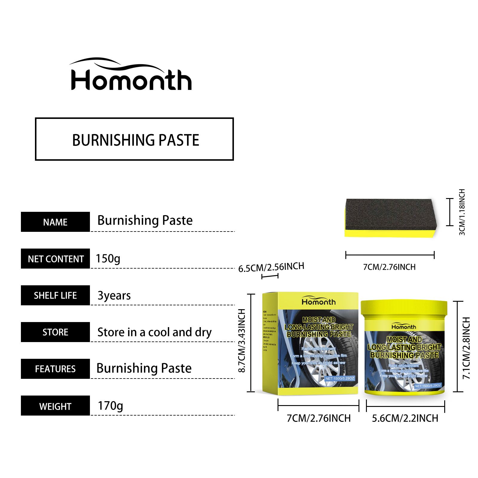 HOMONTH Automotive Tire Care Paste, 1 Kit image 7