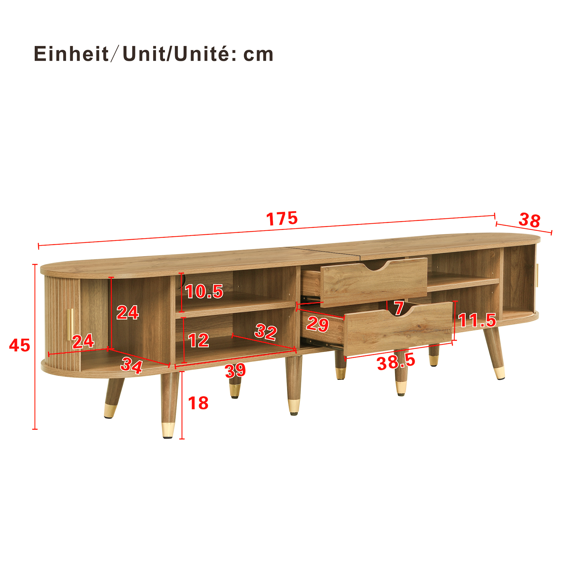 TV Cabinet With Sliding Doors, TV Furniture, TV Stand, Low TV TV Holder. Unique — image 2
