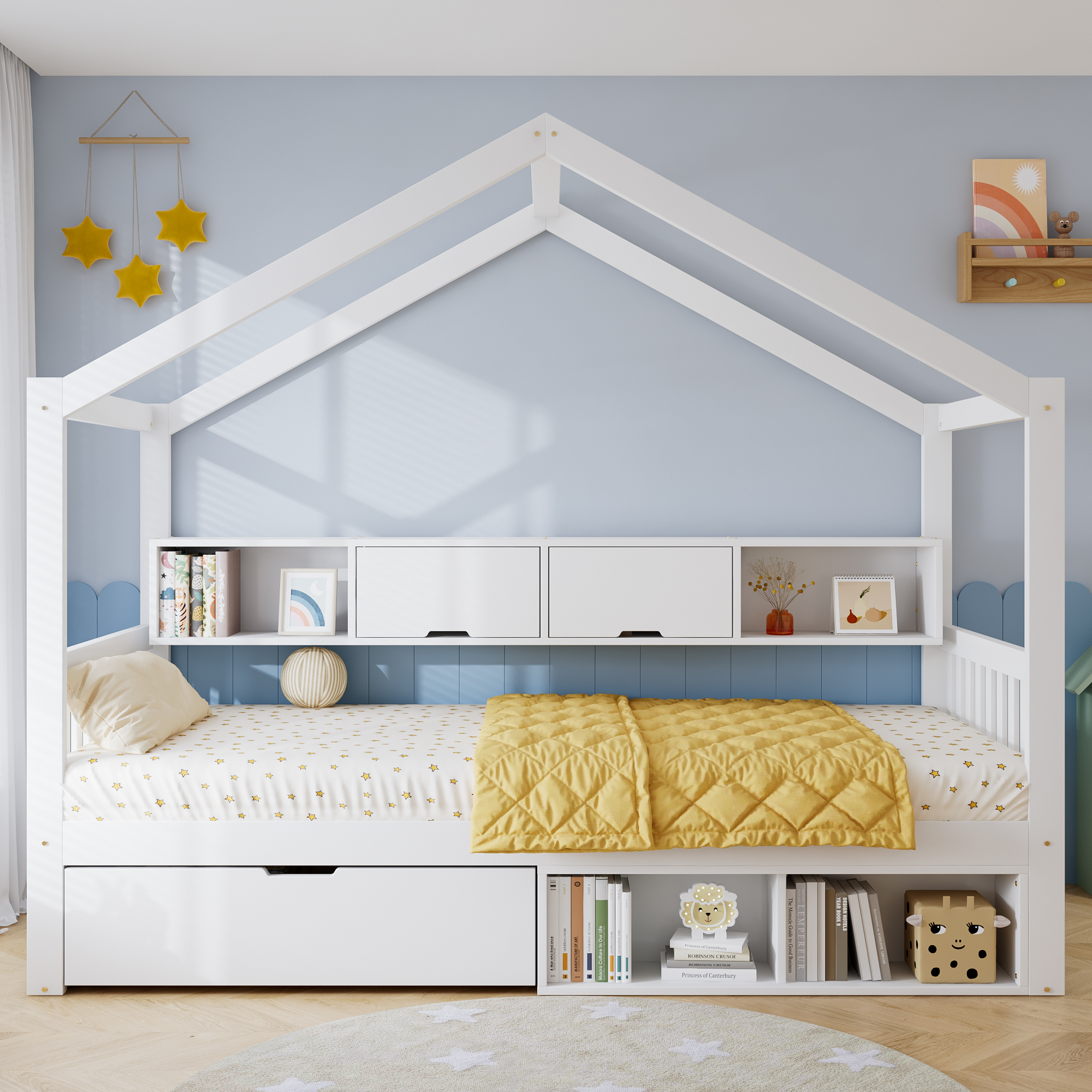 Wooden Bed, Storage , Children's 3ft Single 90x190cm, Safety Guardrail — image 5