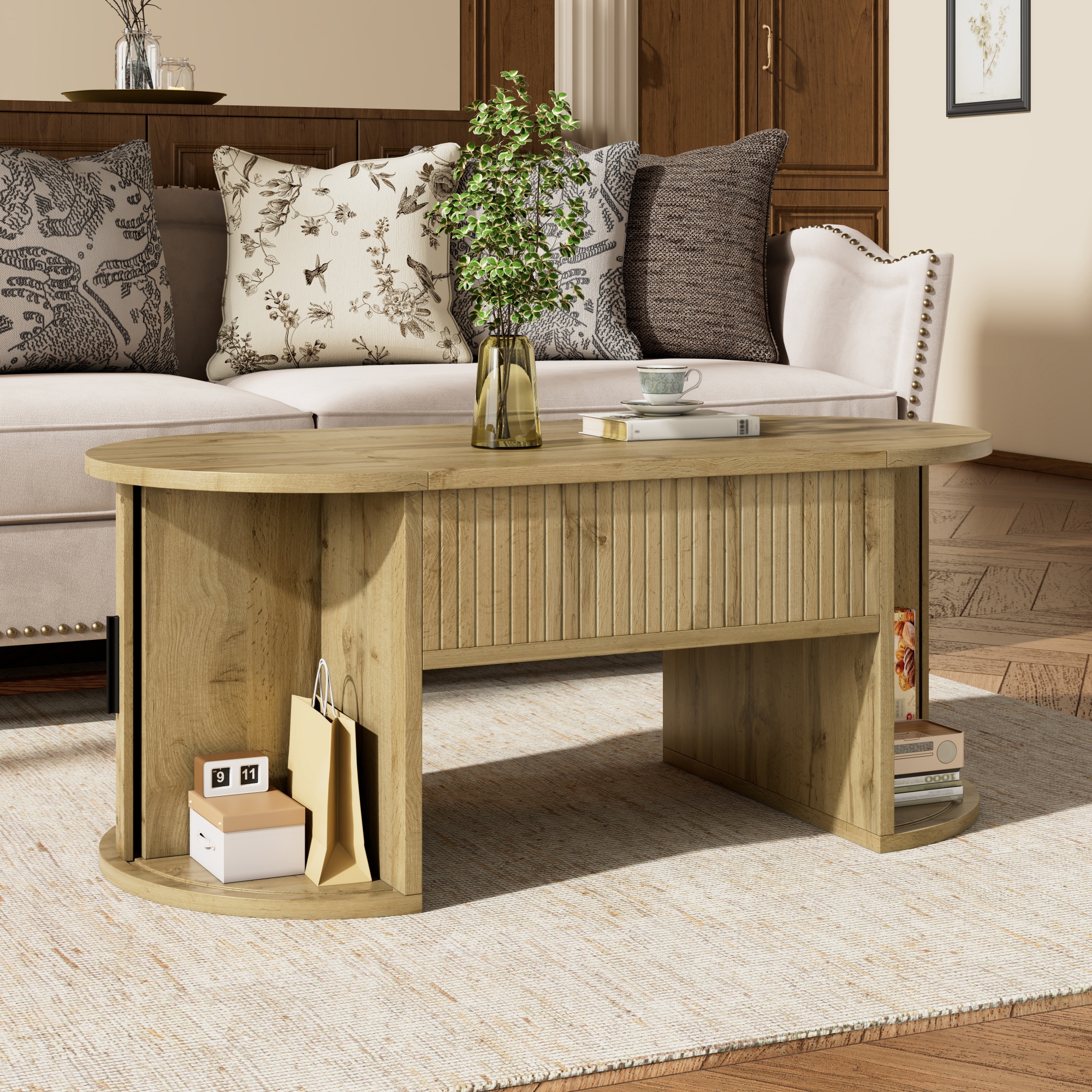 Modern Height-Adjustable Coffee Table, For The Living Room, Open Shelves — image 5