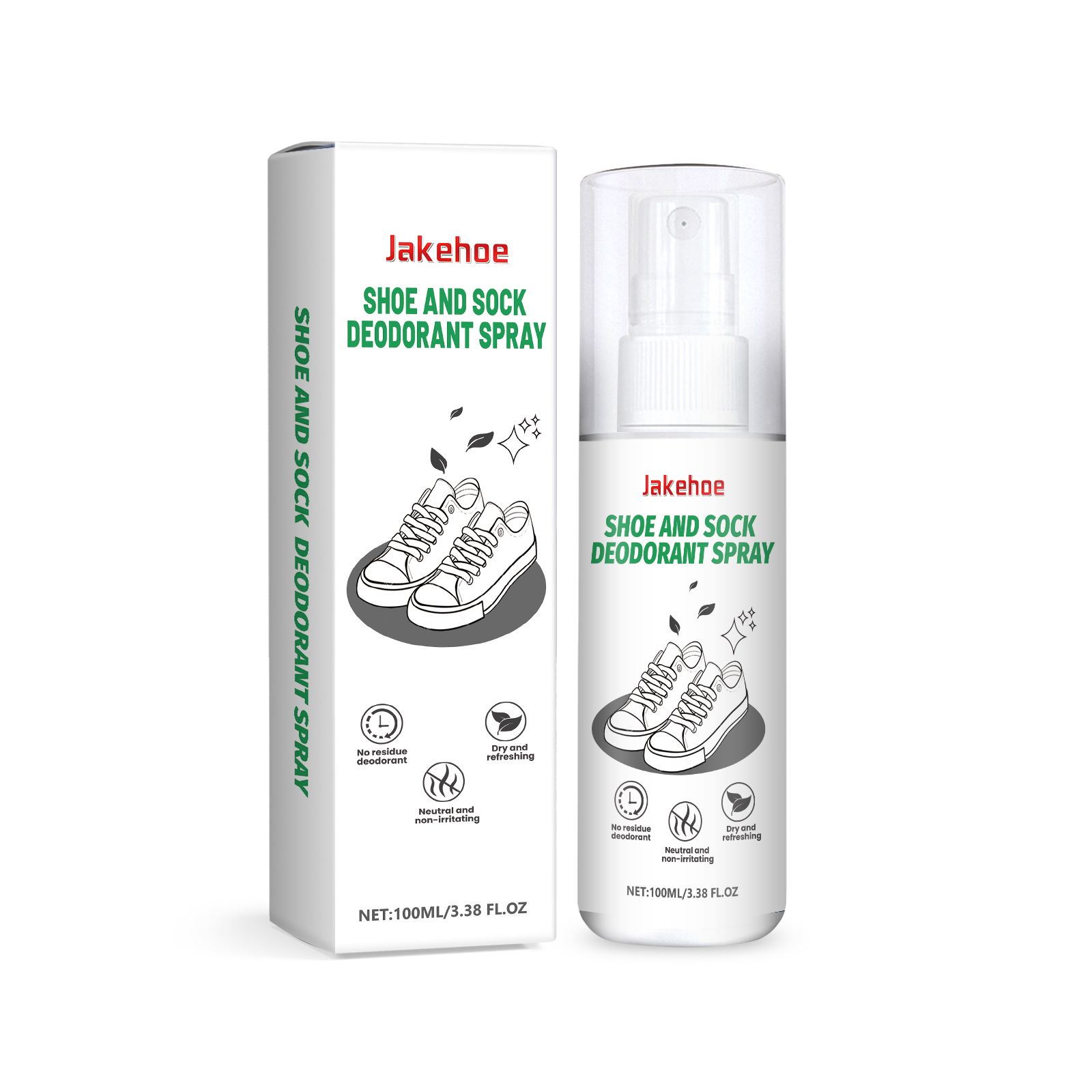 JAKEHOE Shoe and Sock Deodorizing Spray, 100 ml / 1 Bottle