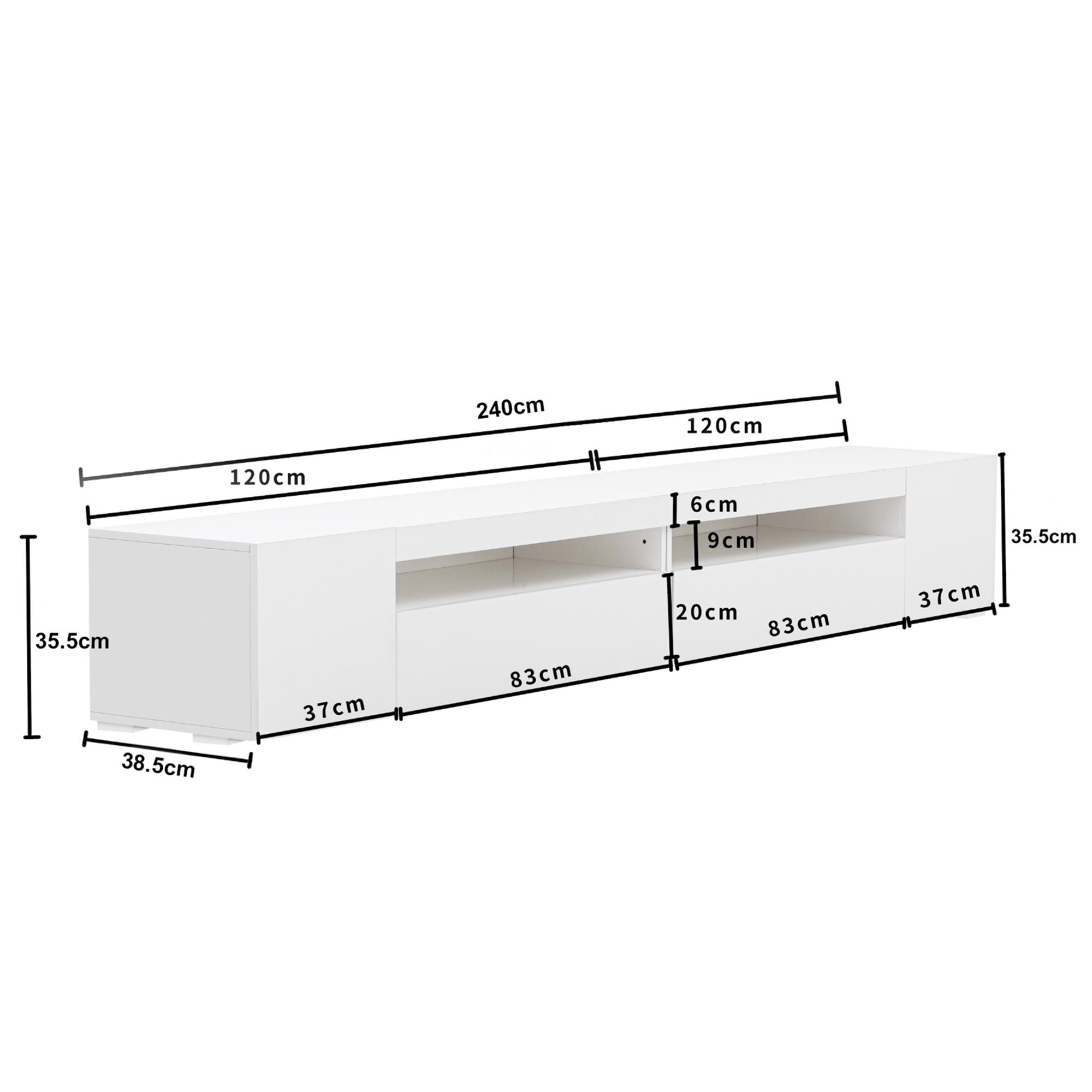 White Modern TV Stand With Light Panel, Adjustable LED Lighting Bluetooth