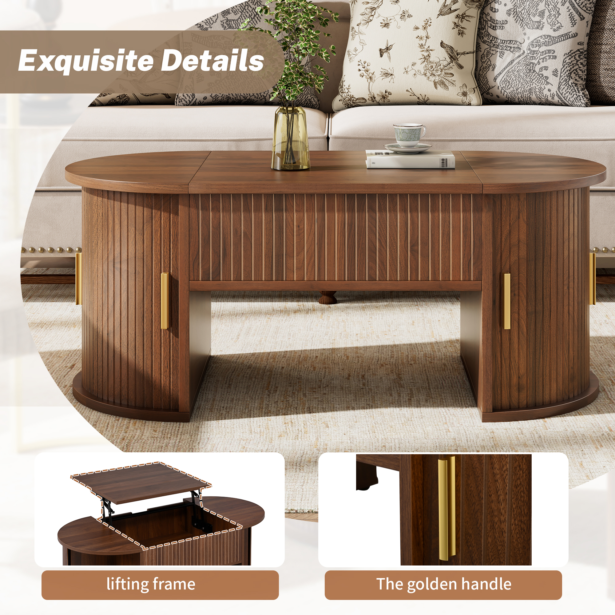 Modern Height-Adjustable Coffee Table, For The Living Room, Open Shelves — image 5