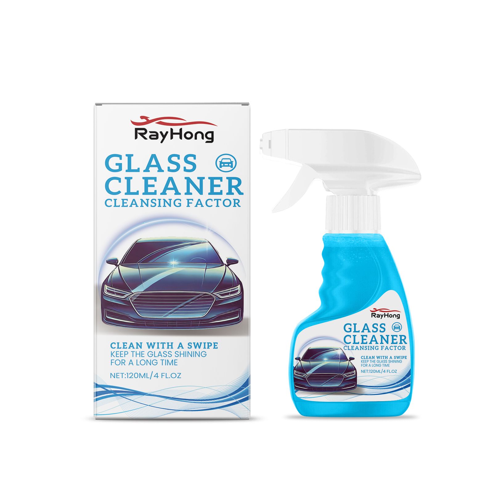 RAYHONG Automotive Windshield Glass Cleaner Spray, 120 ml / 1 Bottle