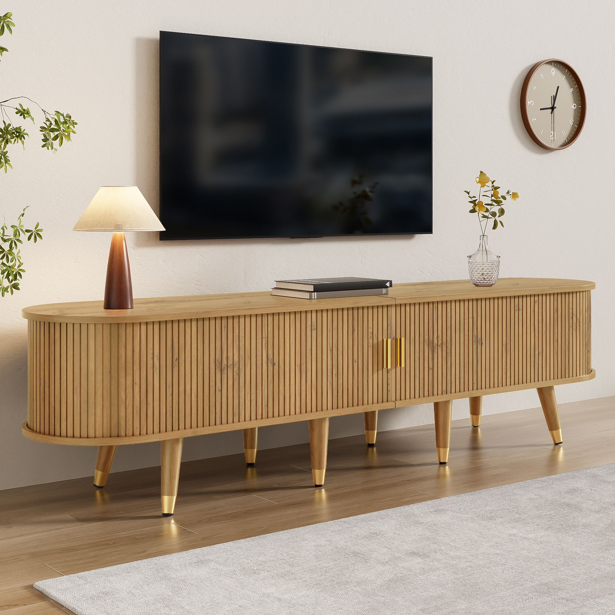 TV Cabinet With Sliding Doors, TV Furniture, TV Stand, Low TV TV Holder. Unique — image 5