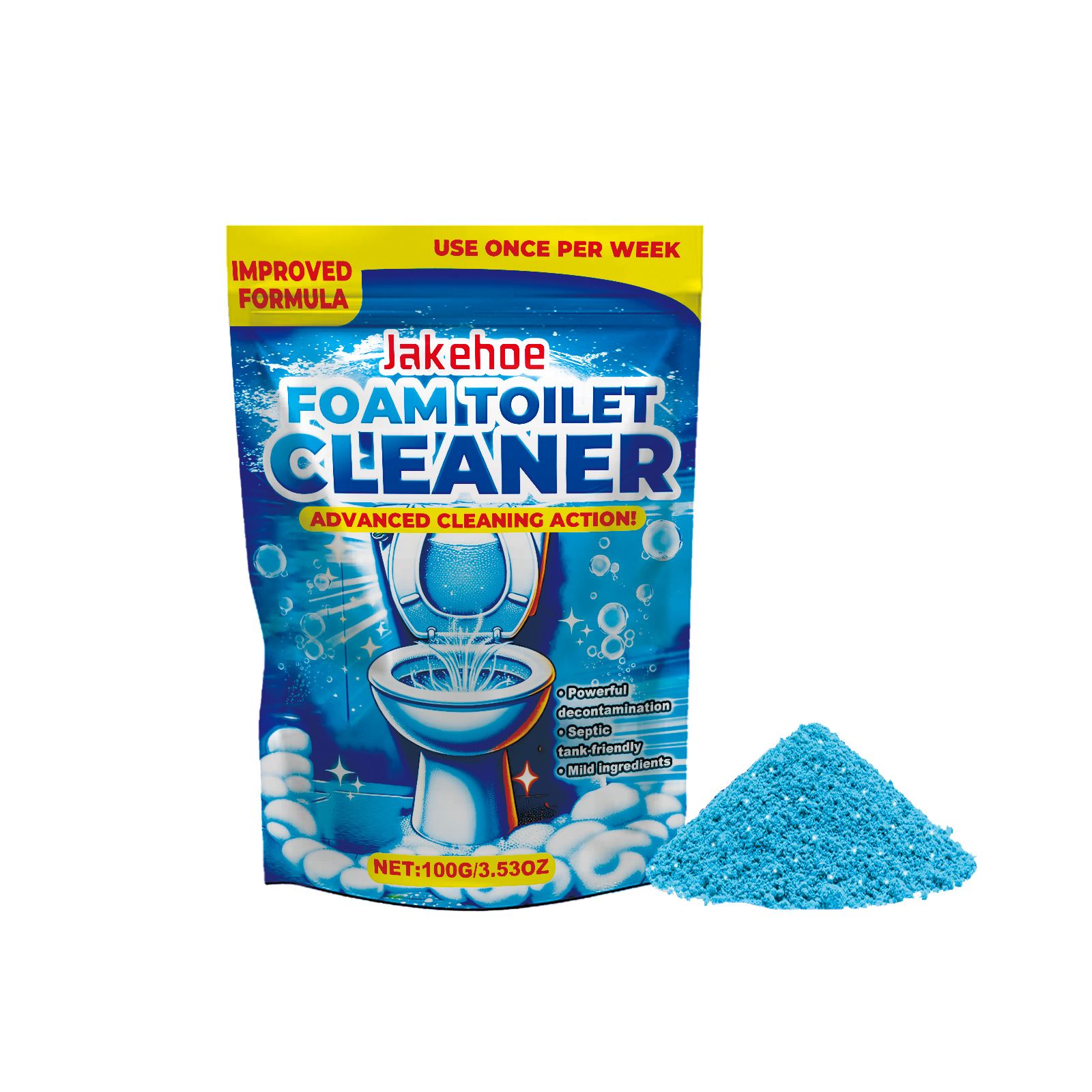JAKEHOE Foaming Toilet Bowl Cleaning Powder, 100 g / 1 Pack