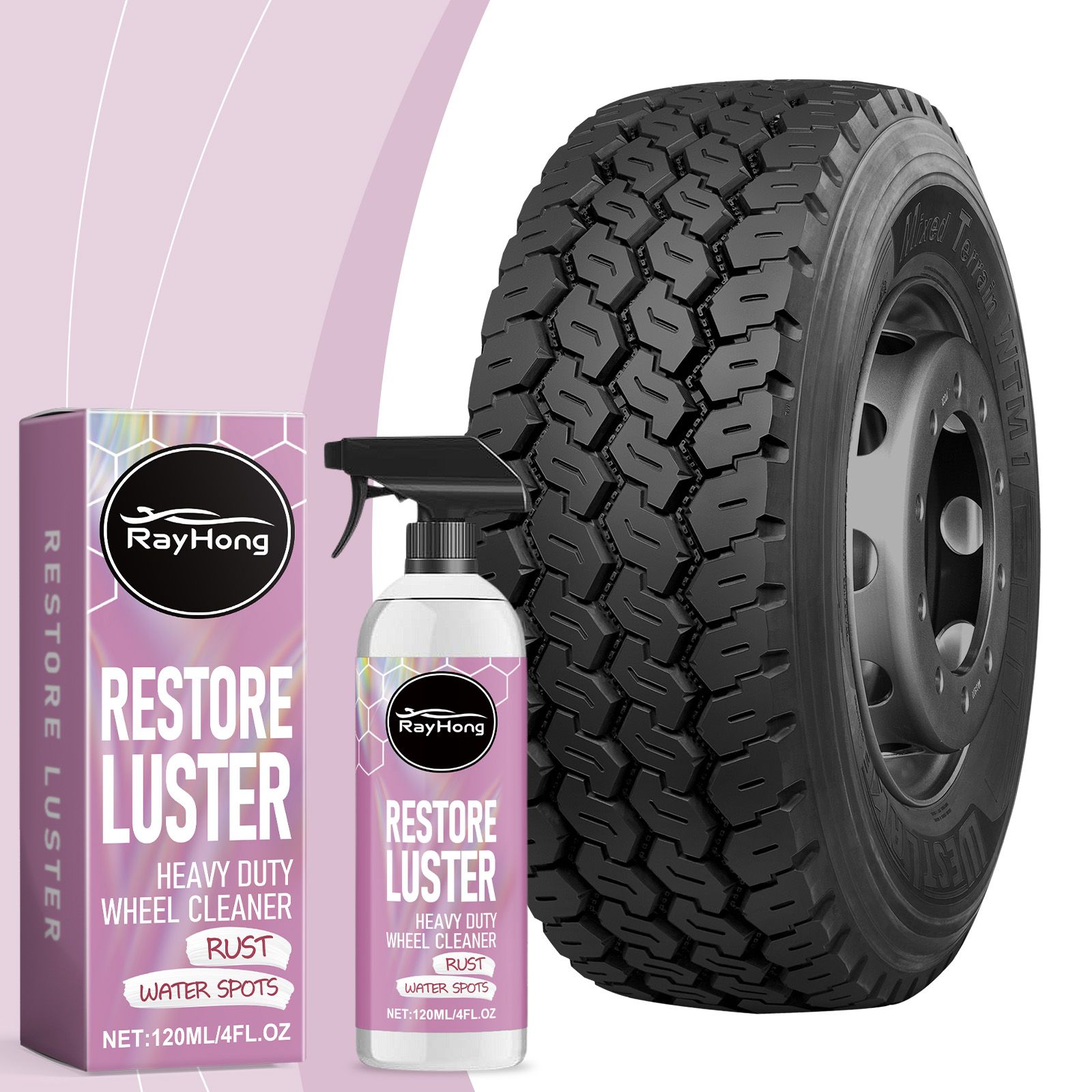 RAYHONG Automotive Wheel Cleaner, 120 ml / 1 Bottle image 4
