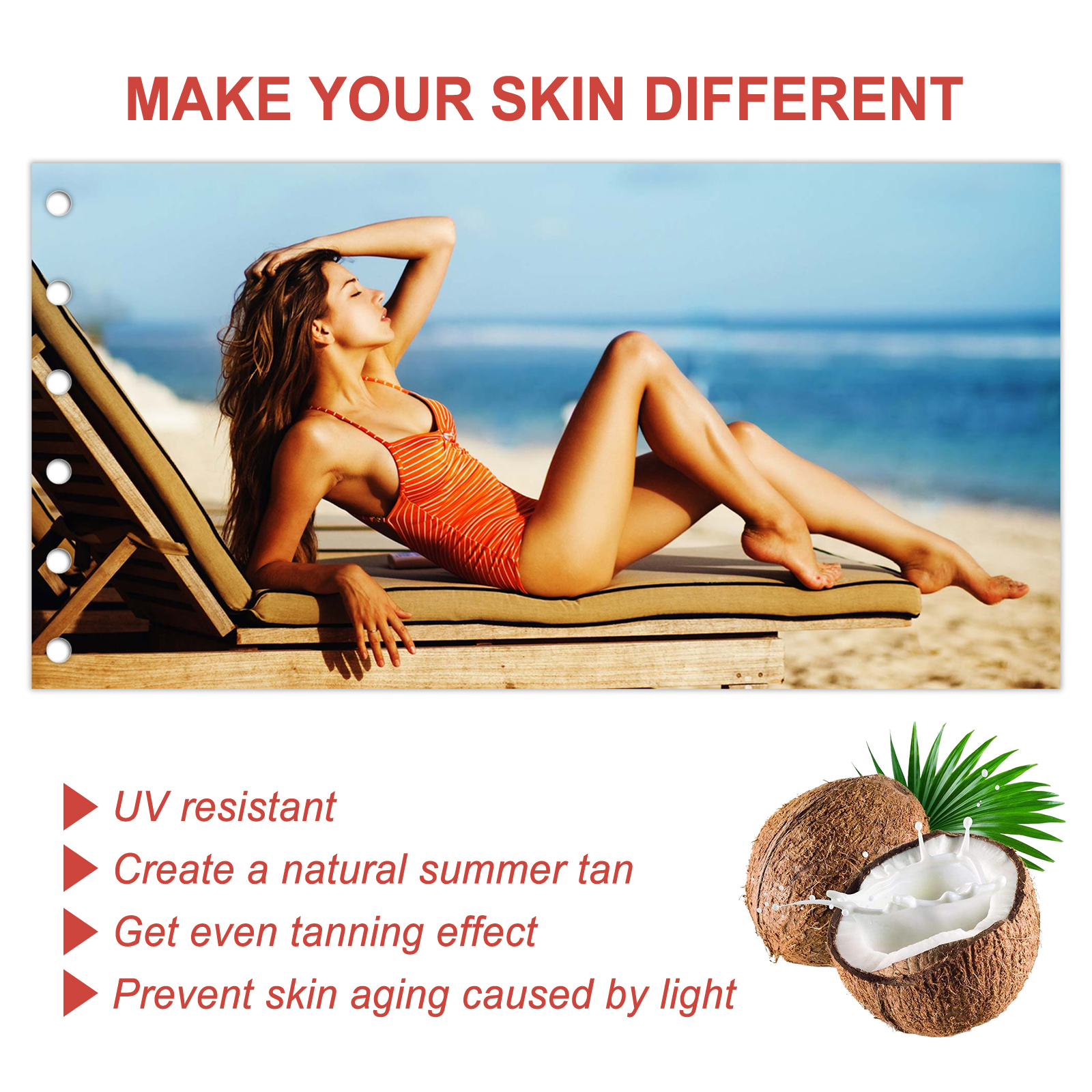 OceAura Tanning Mousse, Summer Outdoor Seaside Help Sun Moisturizing Skin Natural Fashion Wheat Color image 4