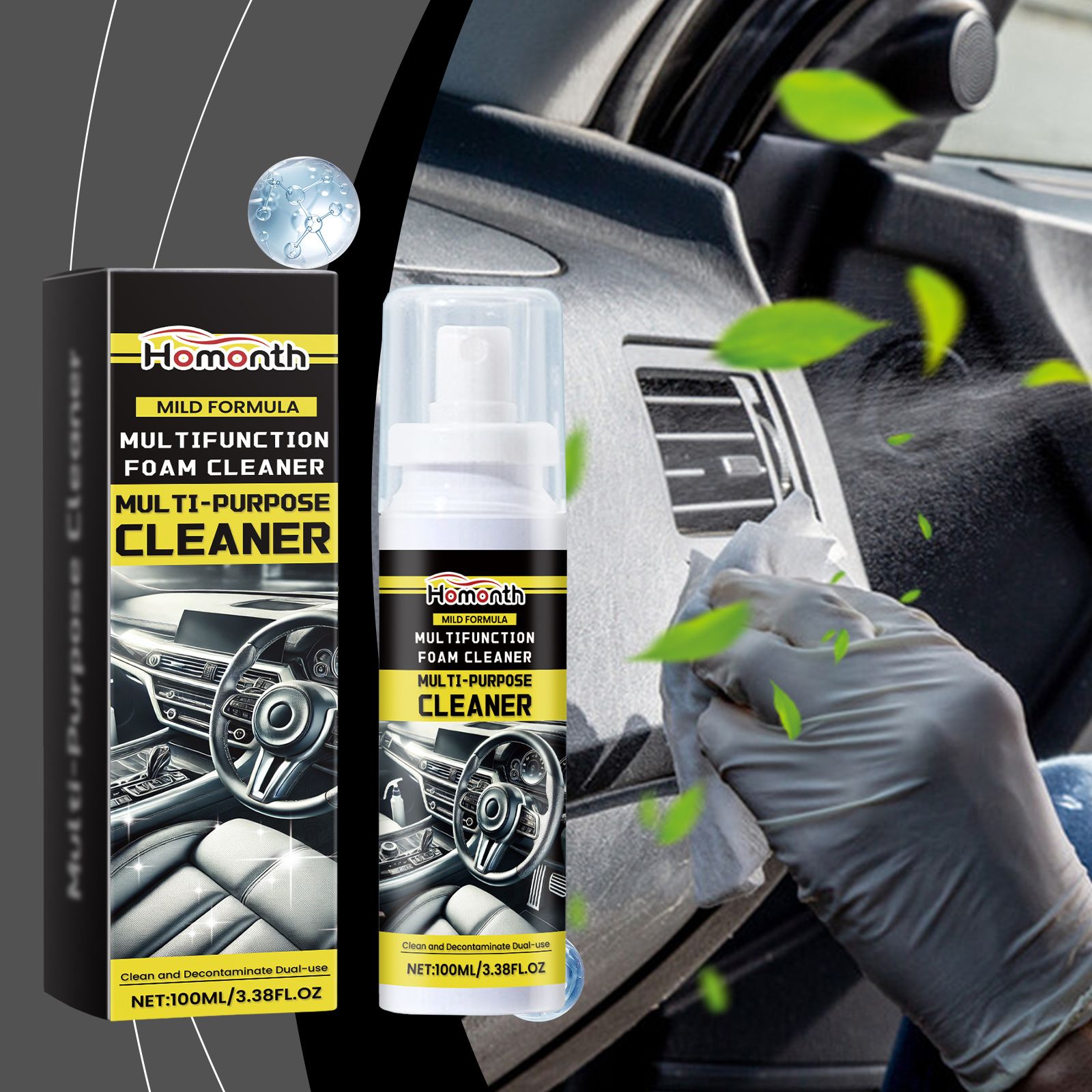 HOMONTH Multipurpose Automotive Interior Cleaner, 100 ml / 1 Bottle image 4