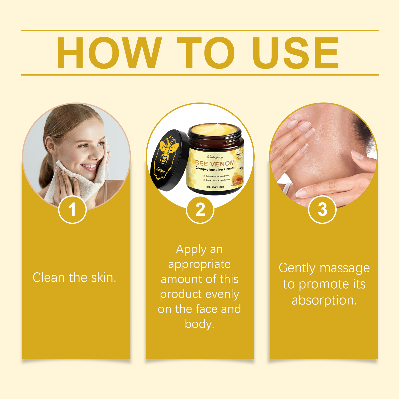 South Moon Bee Venom Skin Moisturizer, Gentle Moisturizing Creamy Moisturizing Skin Daily Care Cream image 6