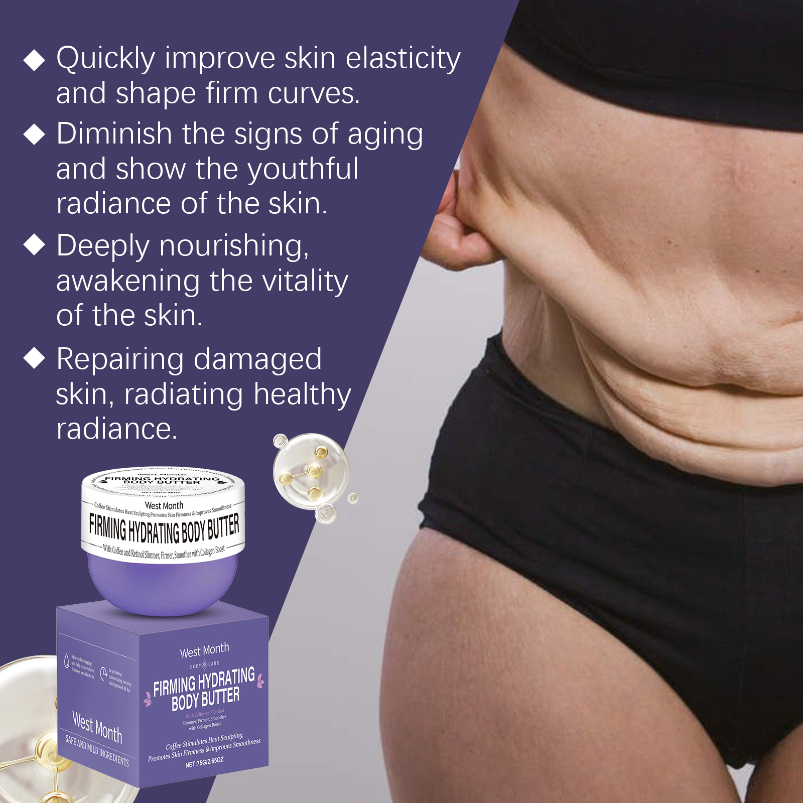 West&Month Body Massage Cream Hydrating And Moisturizing Arm Belly Body Massage Treatment Cream For Skin image 3