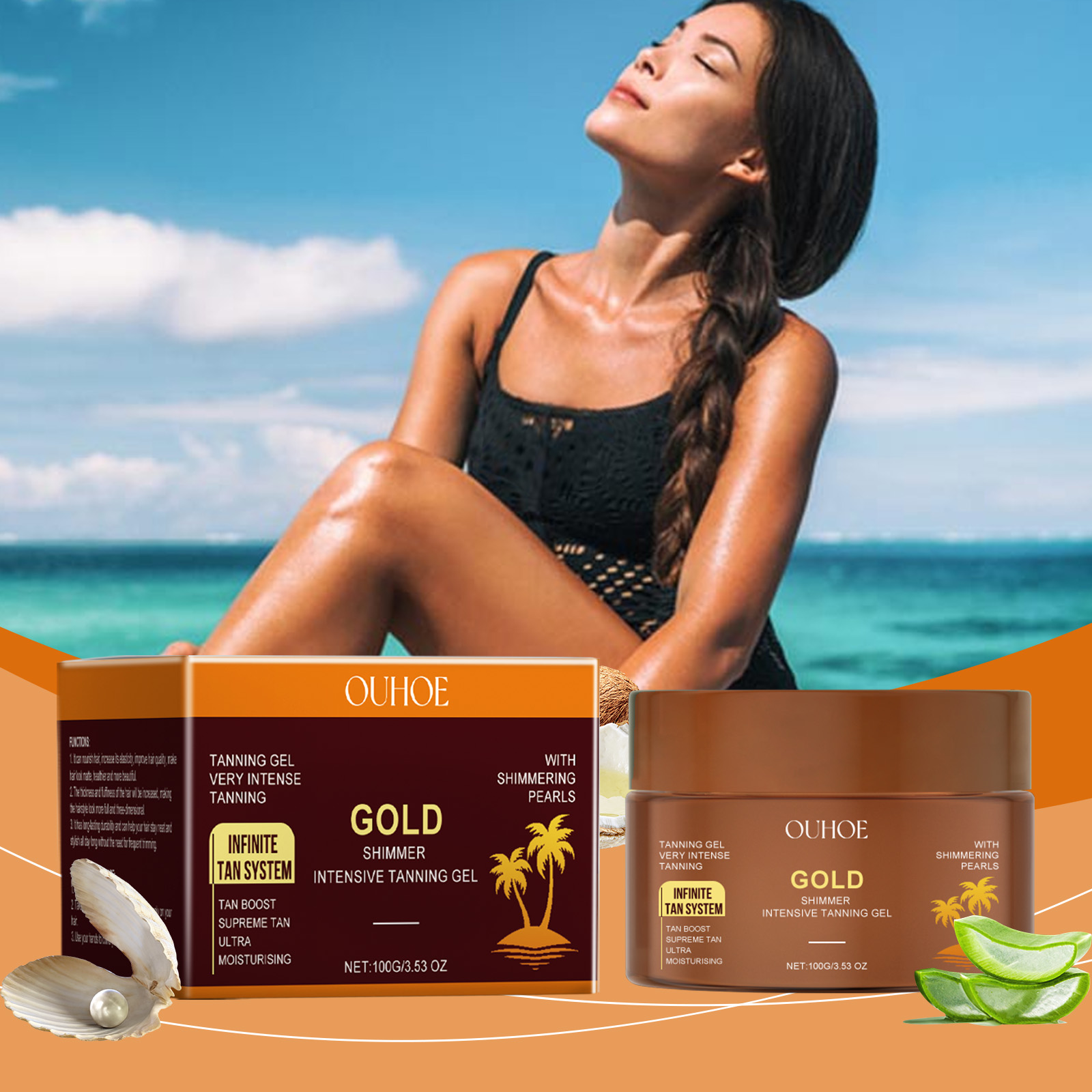 OUHOE Golden Glow Blackening Gel Gentle Moisturizing And Suntanning Wheat Skin Toning Cream For Summer Outdoor Beach image 2