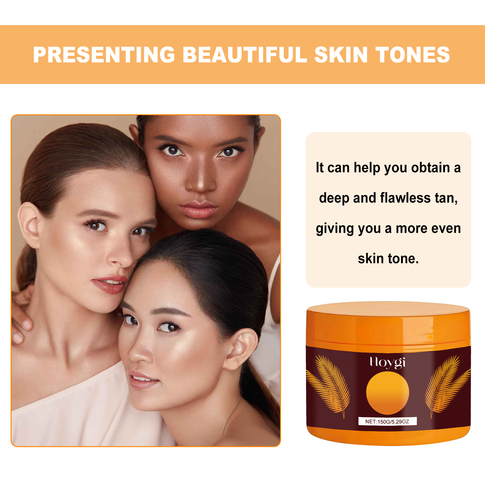 Hoygi Intensive Tanning Gel, Summertime Seaside Beach Sunbath To Help Tanning Wheat Color Body Moisturizer Gel image 4