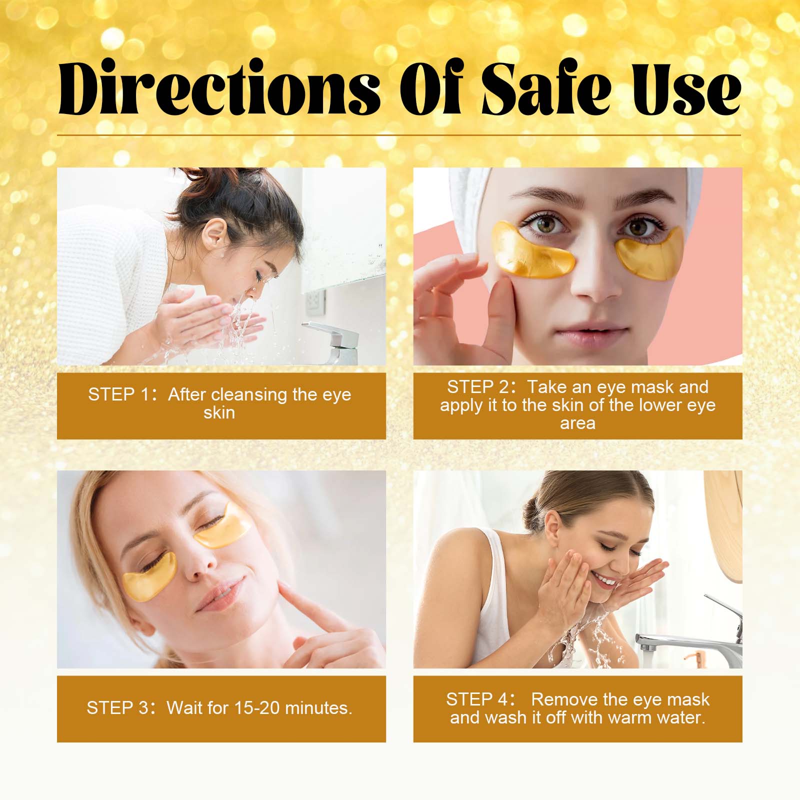 EELHOE 24K Gold Anti-Wrinkle Eye Mask, Moisturizing And Improving Eye Lines Brightening And Moisturizing… image 6