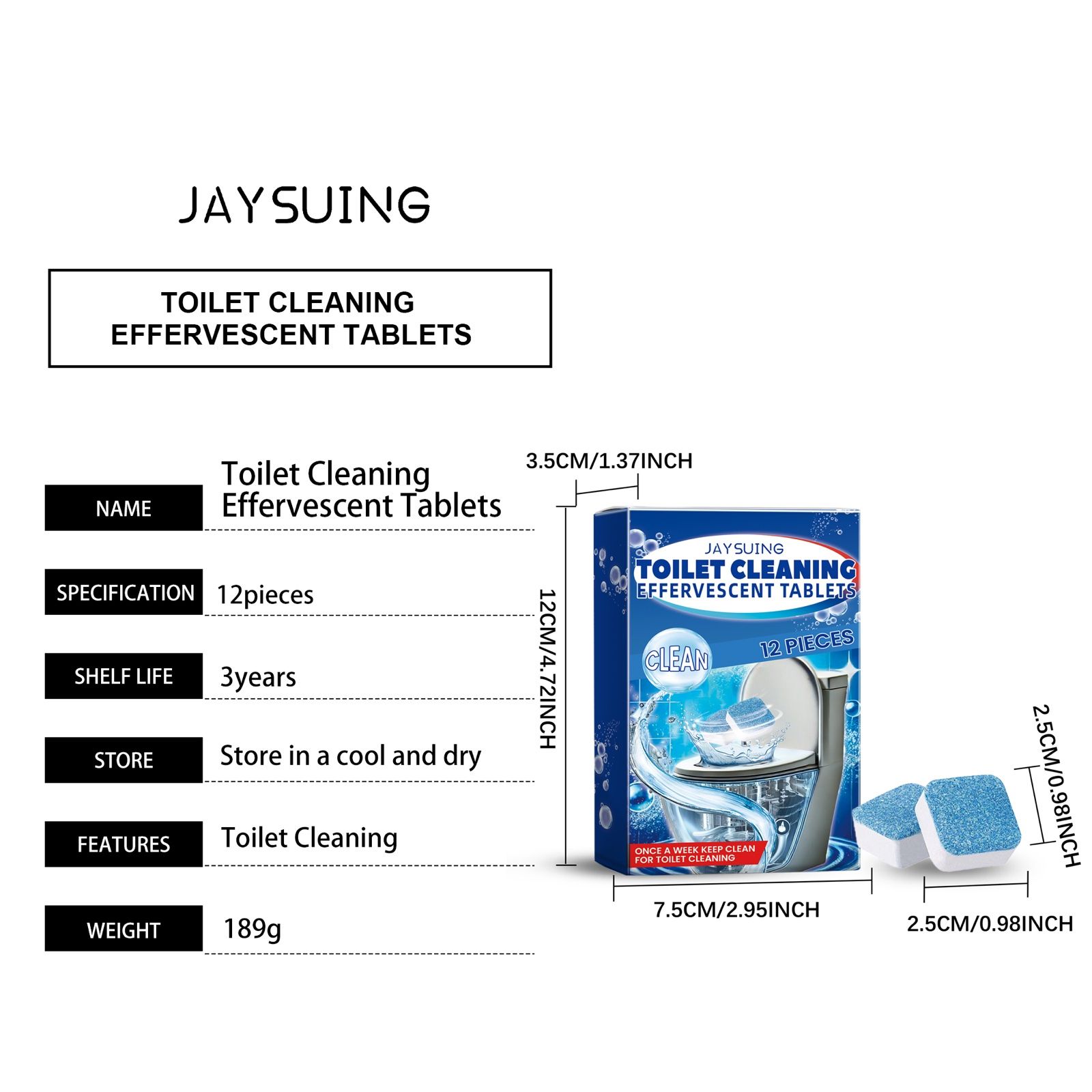 JAYSUING Toilet Bowl Cleaning Tablets, 12 Pieces image 14