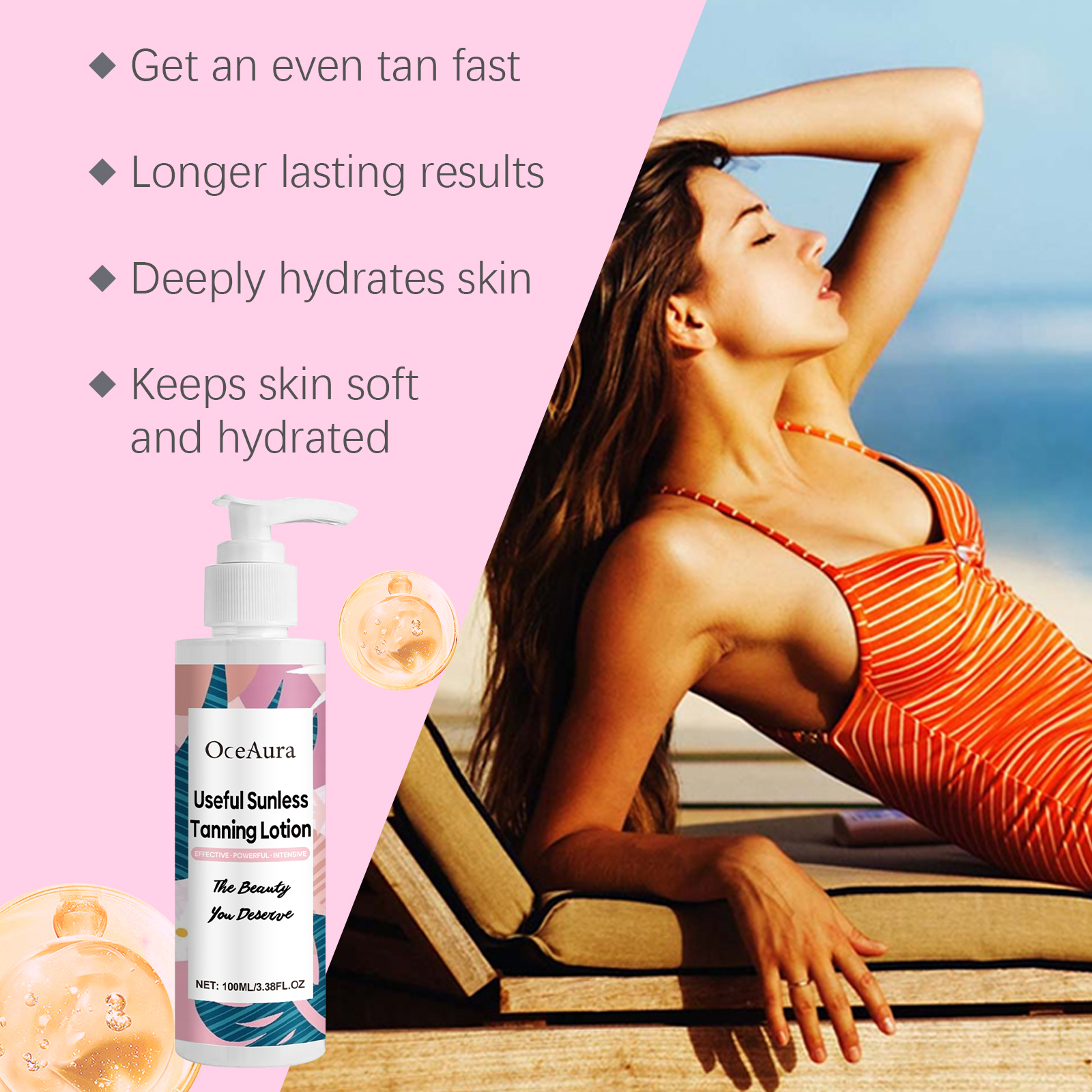 OceAura Tanning Lotion Summer Outdoor Gentle Moisturizing Refreshing Repair Gel For Wheat Tan Skin image 3