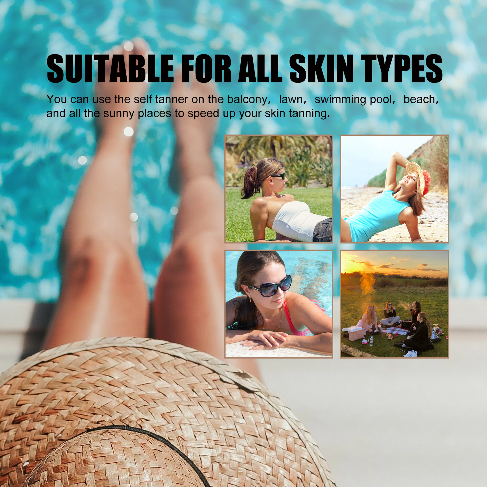Eelhoe Black Care Gel, Summer Beach Beach Quick Tanning Bronzer Natural Refreshing And Moisturizing image 5