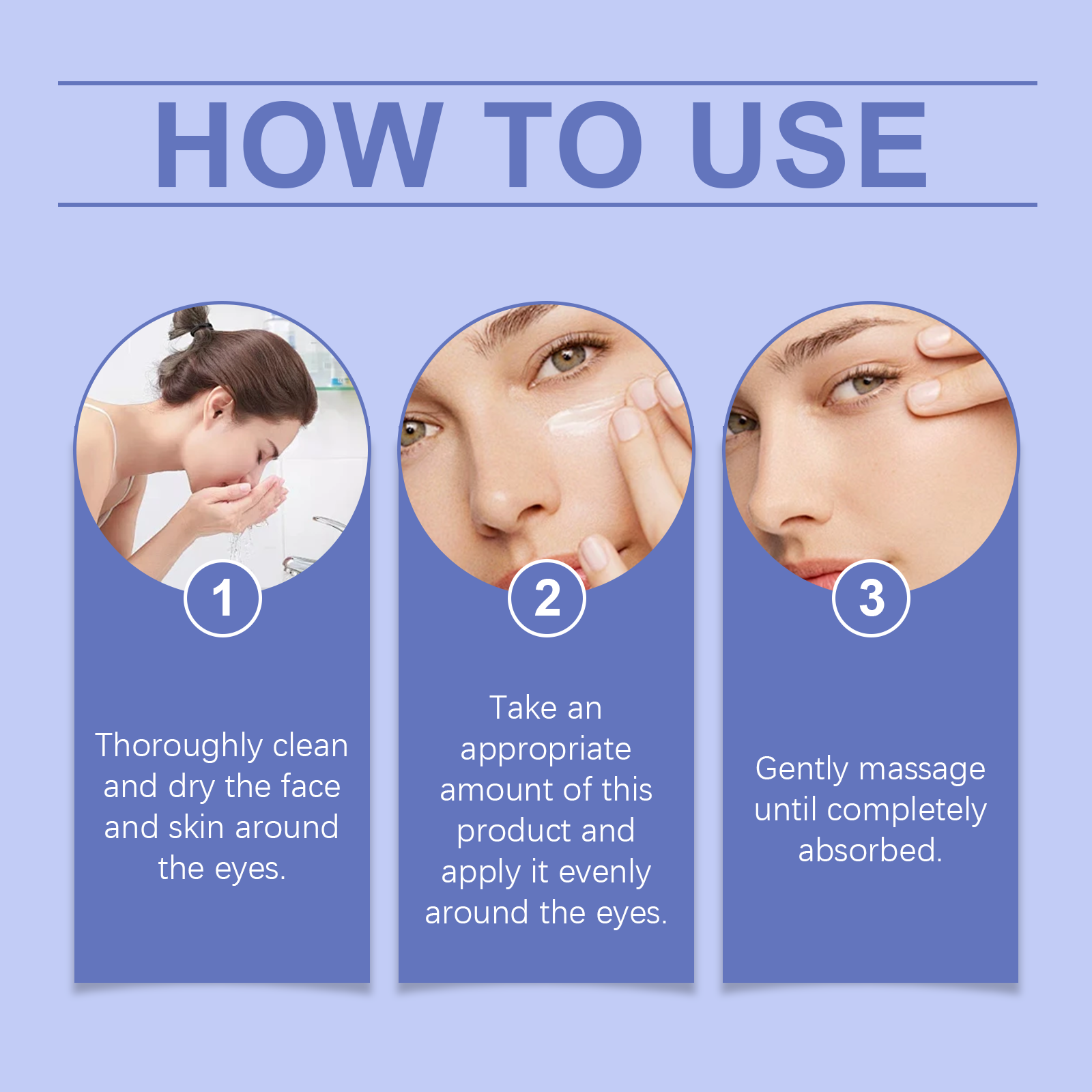 OUHOE Eye-Glow collagen eye cream tube and box beside a woman applying eye cream
