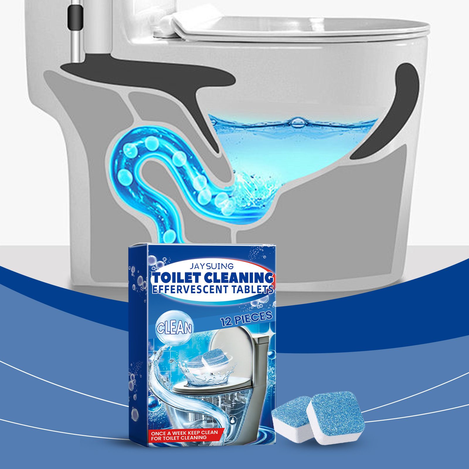 JAYSUING Toilet Bowl Cleaning Tablets, 12 Pieces image 13