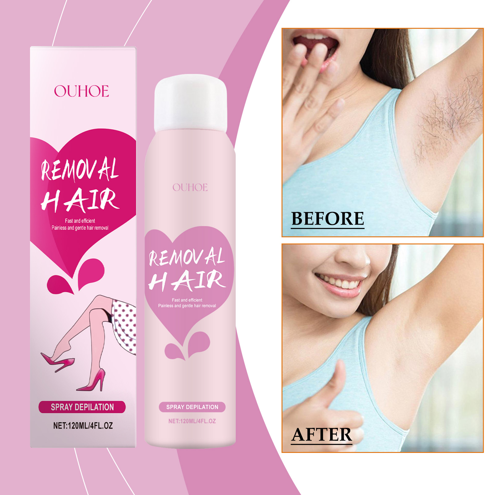 ouhoe mousse body hair removal spray all over the body armpits hands leg 3