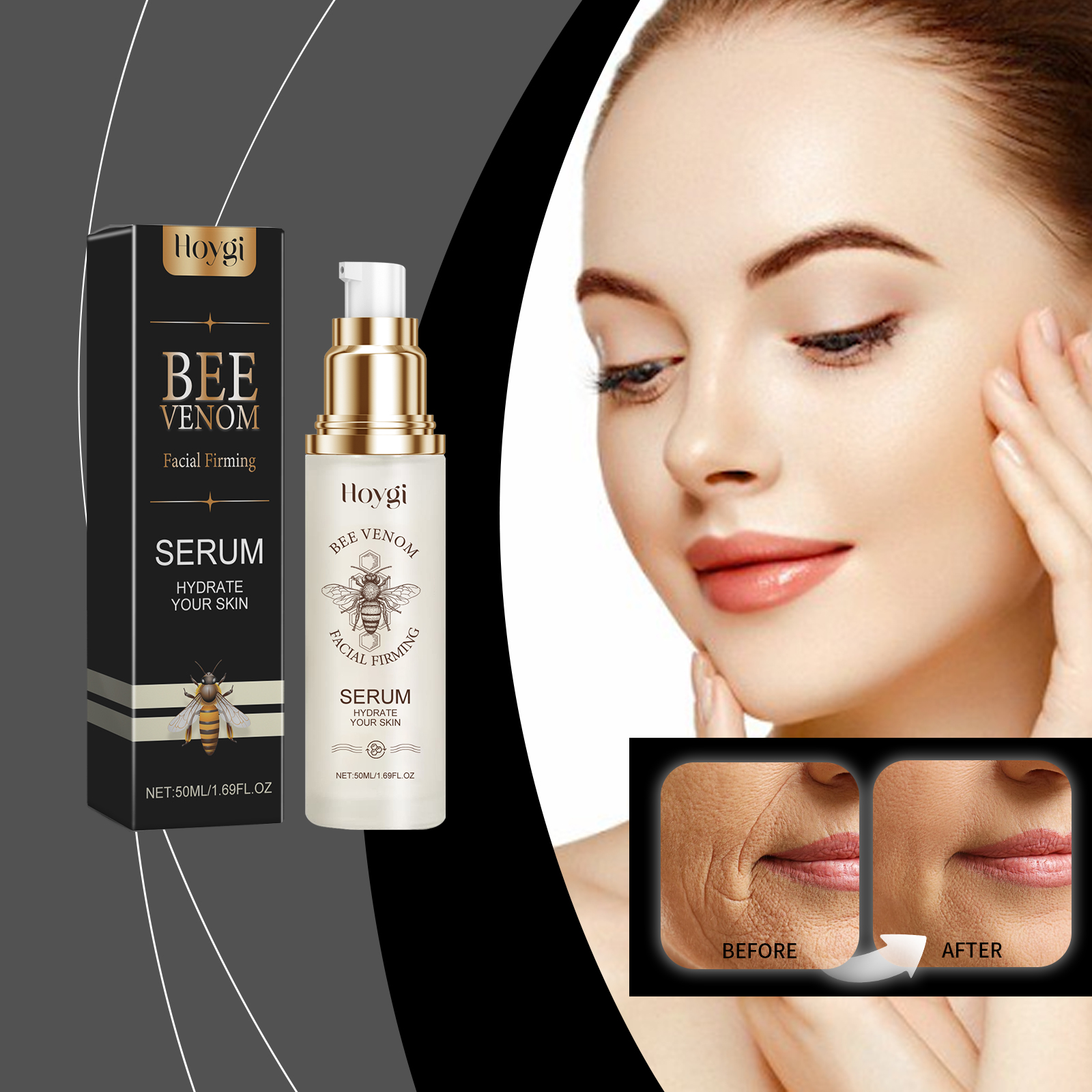 Hoygi Bee Venom Facial Essence, Hydrating, Moisturizing And Refreshing Collagen Firming Skin Care Essence image 2