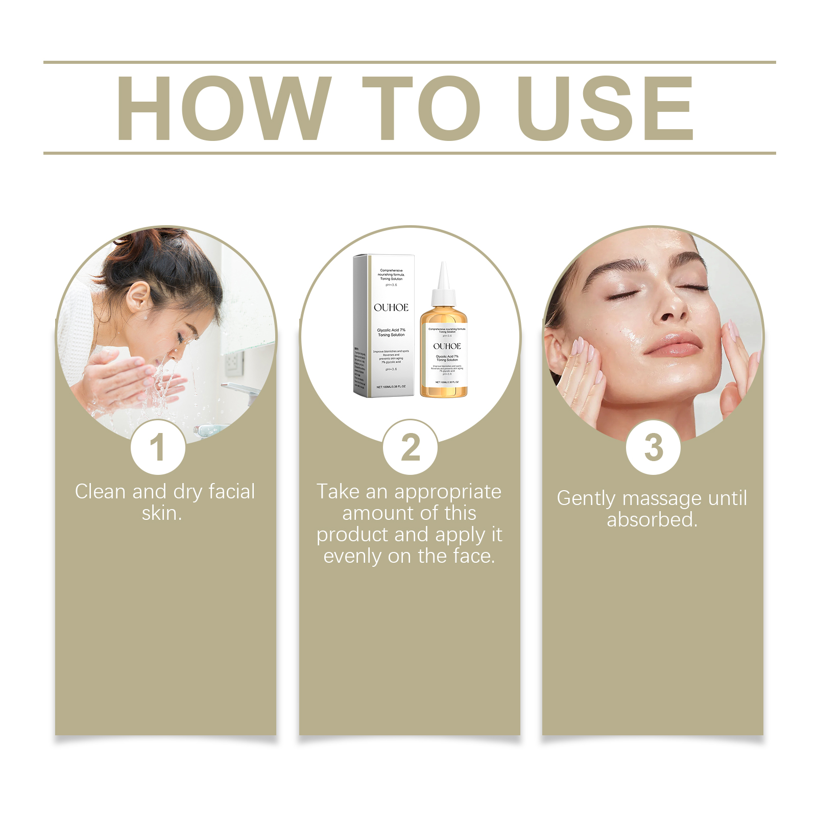 OUHOE Glycolic Acid 7% Moisturizing Toner, Remove Acne, Improve Skin Condition And Rejuvenate Skin Toner Essence image 6