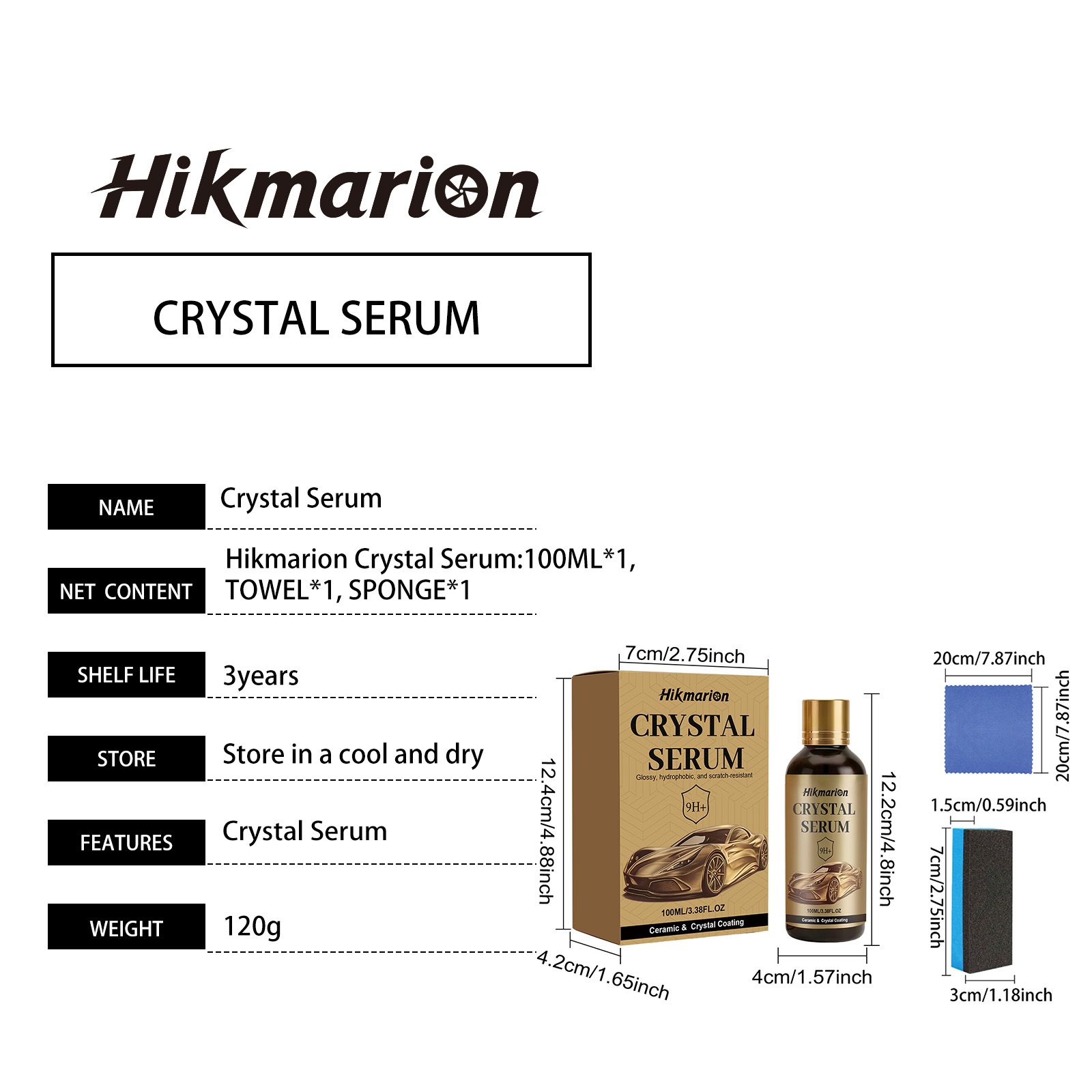 Hikmarion Automotive Ceramic Coating Kit, 100 ml with Sponge and Cloth image 7